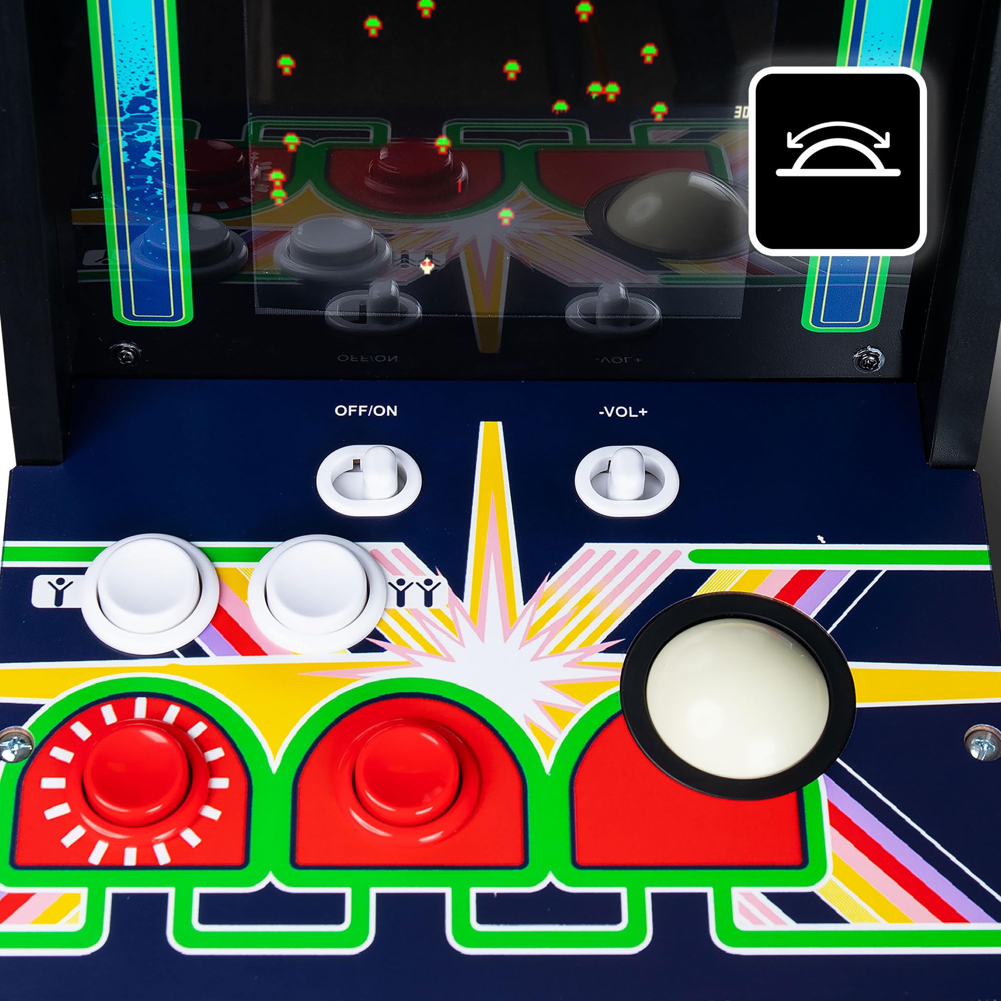 Arcade Classics Maszyna do gier Atari Centipede Counter, 5 gier, ekran ciekłokrystaliczny 20 cm, mini szafka, przenośna gra, retro, konsola na blat, dekoracja piwnicy, męska jaskinia