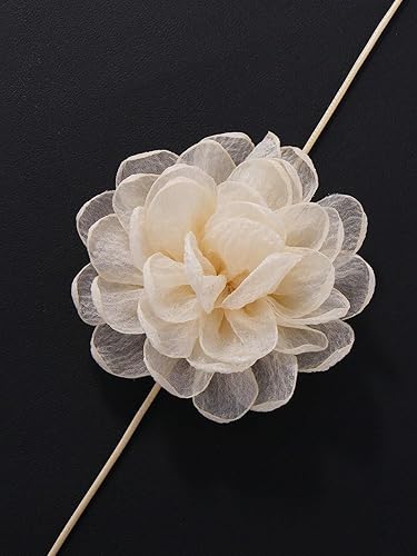 Miniatura 3 de Verano Elegante Estilo Vacaciones Cordón De Cuero Beige Tela Flor Collar Enlace De Cintura (SN-0107-Beige)