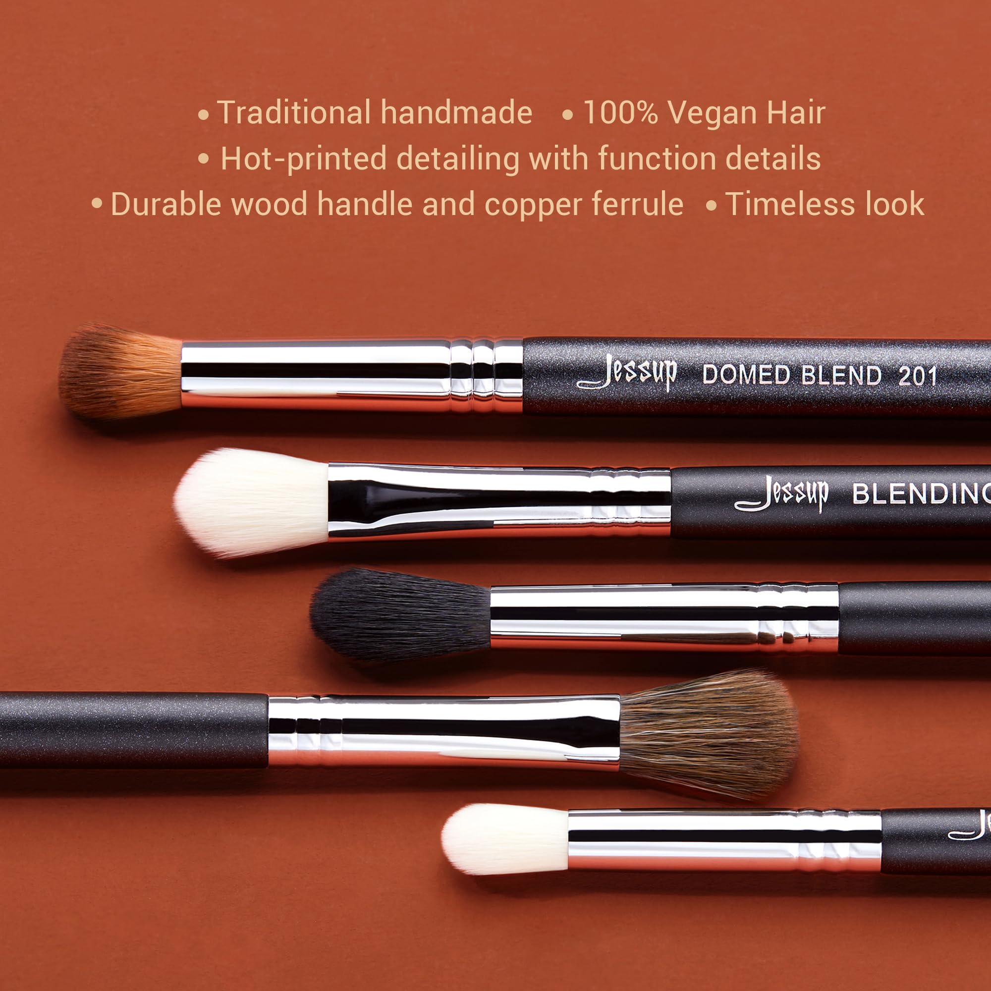 Jessup Pinselset Makeup Pinsel Lidschattenpinsel Set 28 Stk Augenpinsel Set Professionelles Augen Make Up Pinsel Set Augenpinselset Lidschattenpinselset Eyeshadow Eye Brush Set Schwarz Silber T341