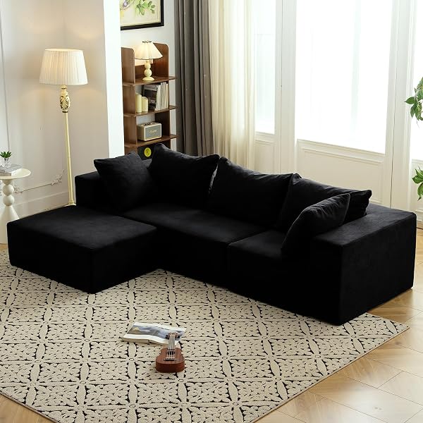Vamcheer Modular Sectional Sofa with Chaise, Modern L Shaped Cloud Couch with Deep Seat, Sectional Couches for Living Ro