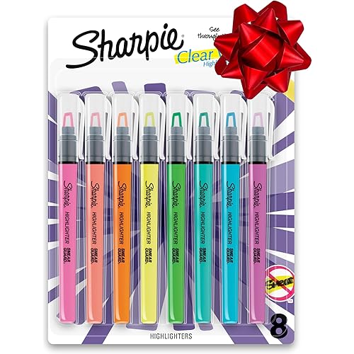 Sharpie Clear View Highlighter Sticks, Chisel Tip, Assorted Fluorescent, 8 Count - School, Home, and Office Use, Teacher Supplies