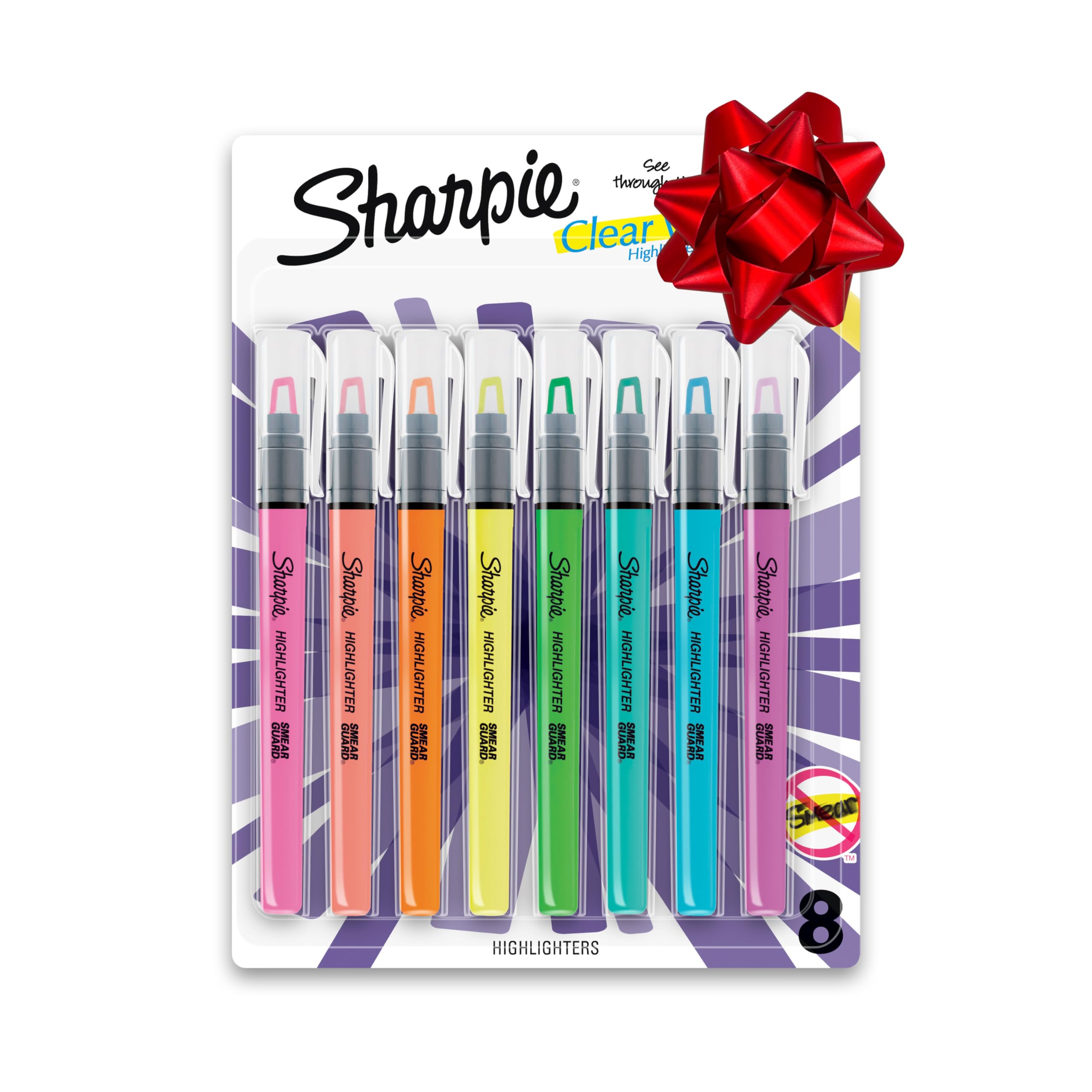 Sharpie Clear View Highlighter Sticks, Chisel Tip, Assorted Fluorescent, 8 Count - School, Home, and Office Use, Teacher Supplies