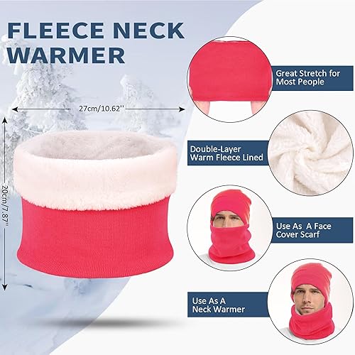 Miniatura 9 de Conjunto de guantes de invierno para hombres y mujeres gorro con forro polar de punto cálido