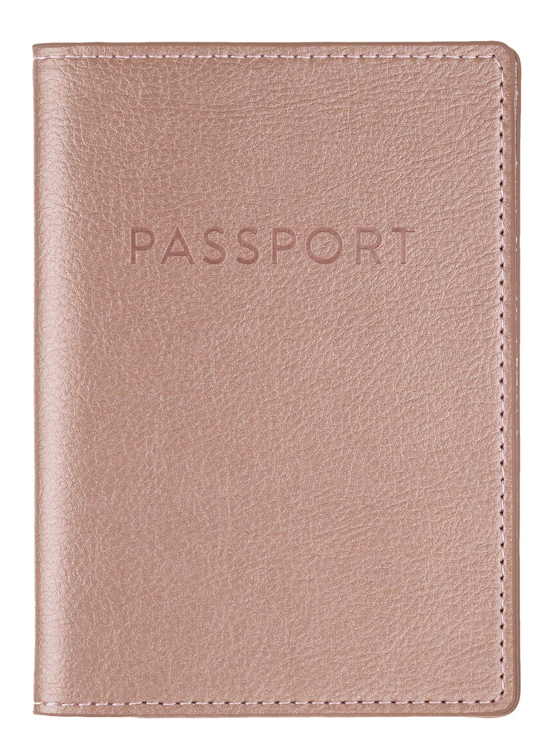 Eccolo Travel Passport Cover Case with Document Holder Storage Pocket, Travel Must Have with Premium Synthetic Leather Stylish Design, (Rose Gold, 5.5x4 inches)