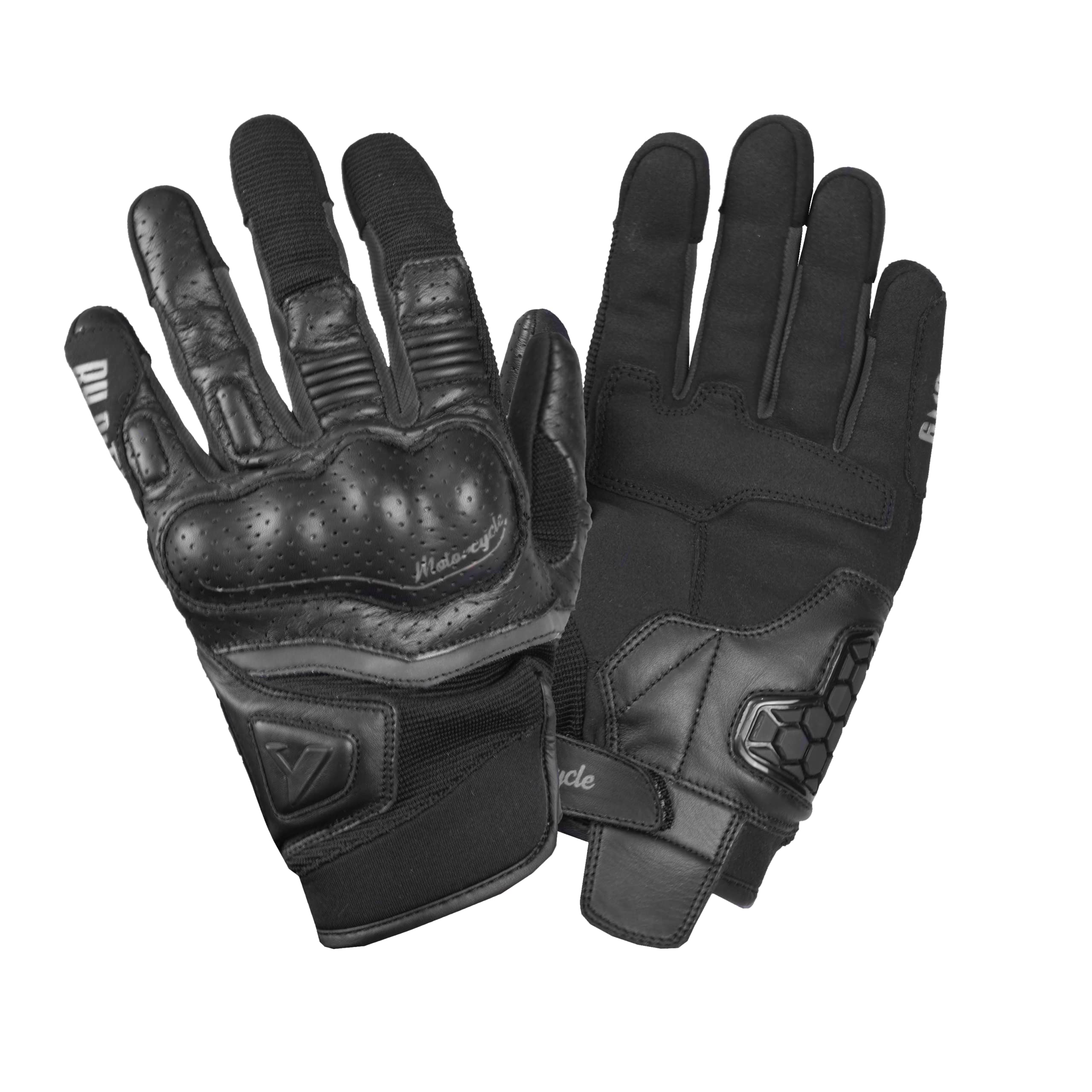 BY CITY | Guantes de Verano para Moto Tokio Man | Guantes de Piel Perforada | Protecciones Rígidas en Nudillos | Zonas Acolchadas | Refuerzo Antiabrasión en la Palma | Transpirables