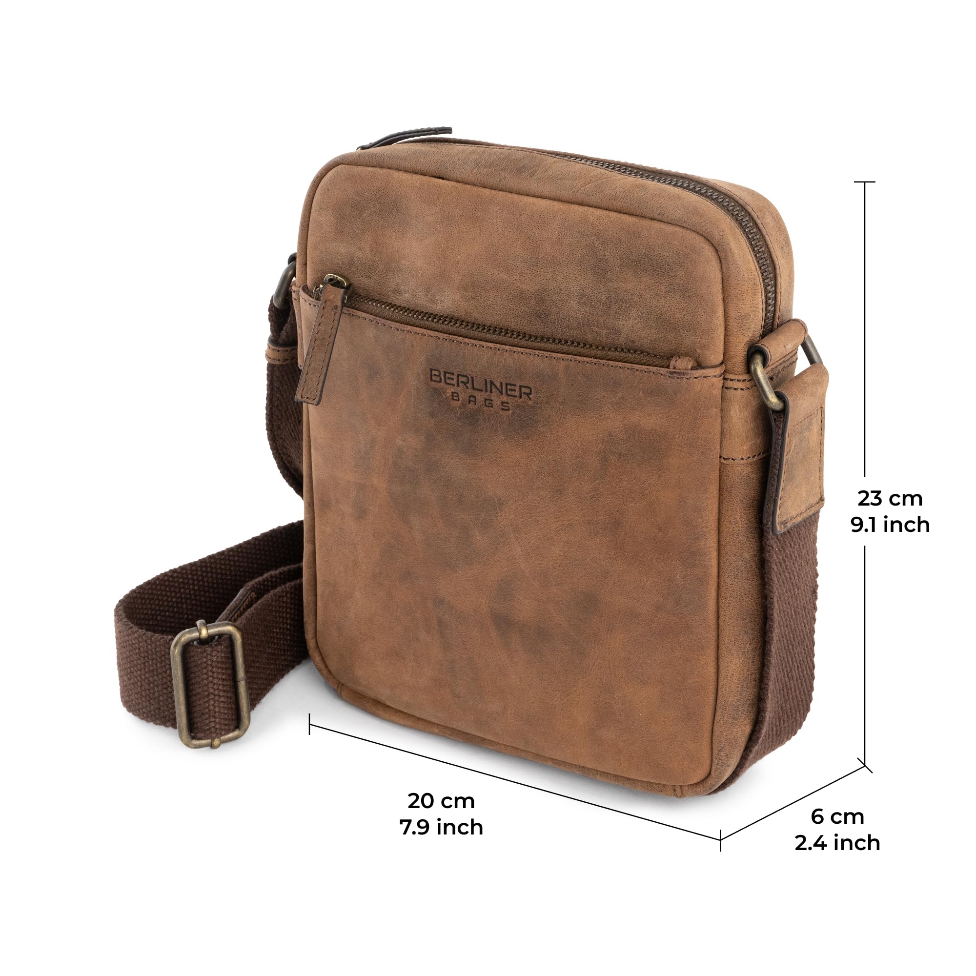 Berliner Bags Vintage Umhängetasche Tom, Schultertasche aus Leder, Männerhandtasche und Crossbody für Herren