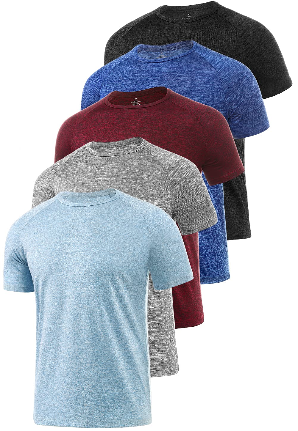 Xelky 4-5 Pack Men's Dry Fit T Shirt Moisture Wicking Athletic Tees Exercise Fitness Activewear Short Sleeves Gym Workout Top