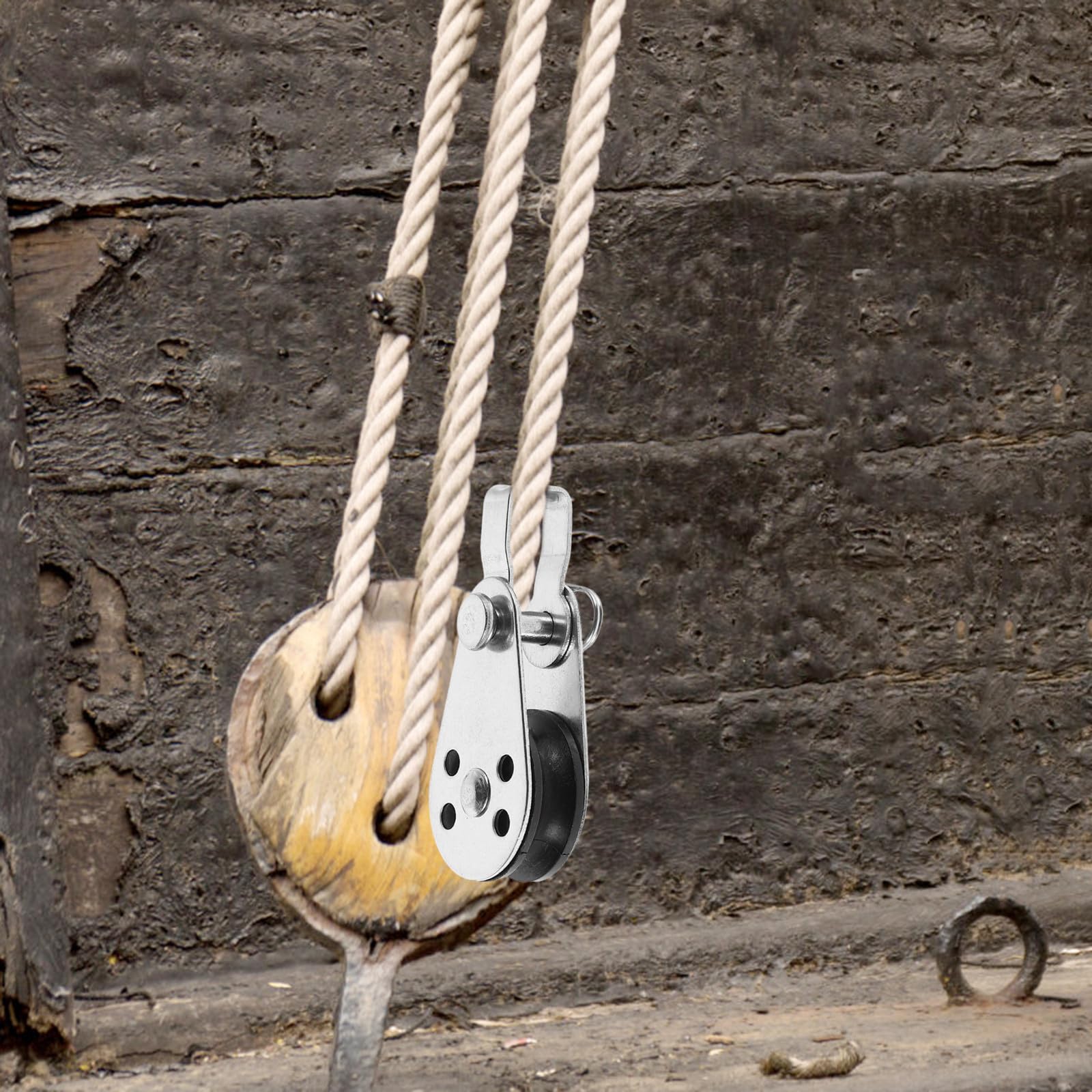 Toddmomy Set 4pezzi Bozzelli Marini in Acciaio Inossidabile e Nylon, Carrucola per Barca a Vela Resistente per Kayak e Uso Marino, Migliora Controllo e Stabilità