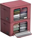 Storage Bins with Divided Interior - Large Stackable & Foldable Organizer Containers with Metal Frame, Oxford Fabric, Large Window & Carry Handles - Organization for Bedroom, Linens & Clothes