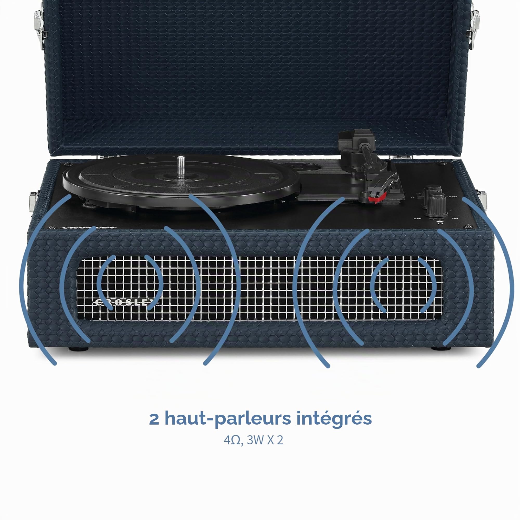 Crosley Voyager Tourne-Disque Portable Bluetooth, Lecteur de Disque Vinyle à 3 Vitesses, Platine Vinyle, Haut-parleurs Stéréo Intégrés, Récepteur Bluetooth, Entrée