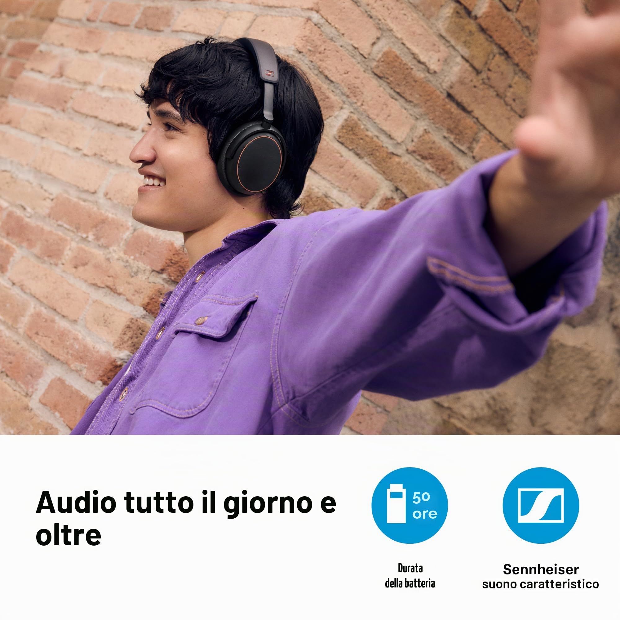 Sennheiser ACCENTUM Wireless Special Edition Cuffie Bluetooth ANC ibrido 50 ore autonomia Nero Rame
