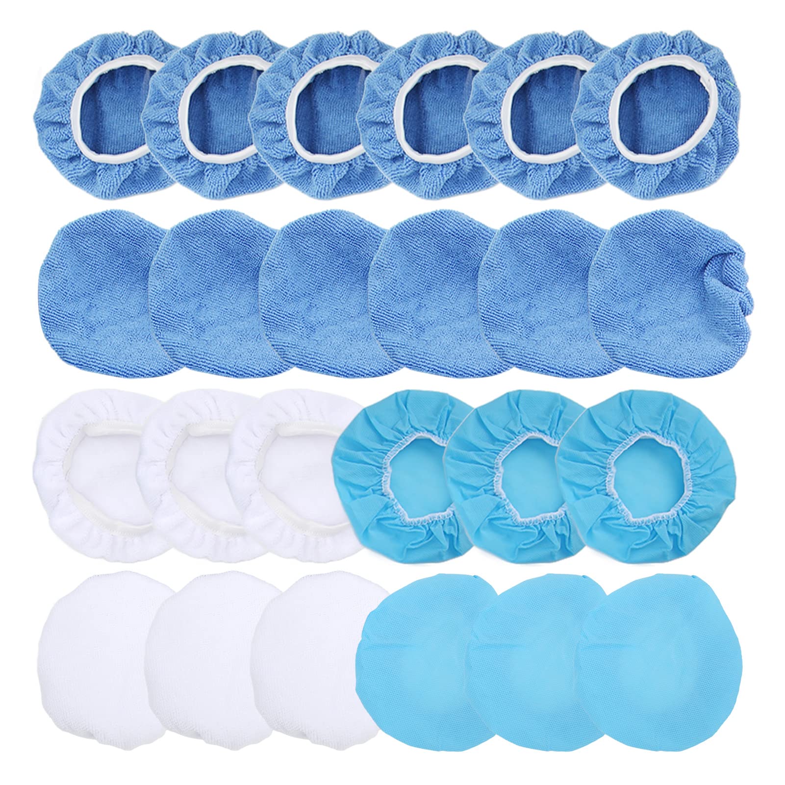 Polishing Bonnet Set, High Elasticity Buffing Pads Waxing Kit for Cars Motorcycles Boats Microfiber Nonwoven Cotton 6in 150mm 24 Pieces