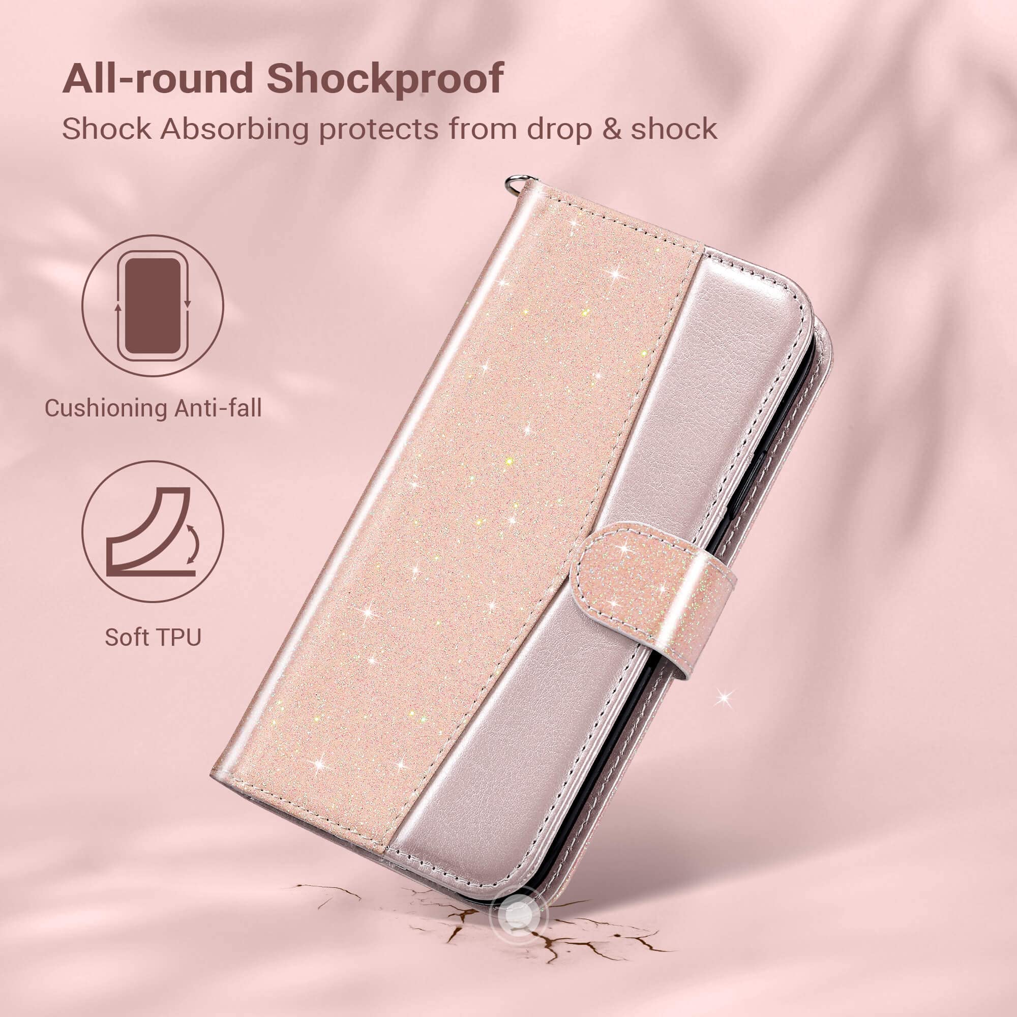 Cover Compatibile con iPhone 11, Premium Pelle PU Portafoglio Flip Libro Custodia per IPhone 11 [Protezione Completa] - Oro rosa