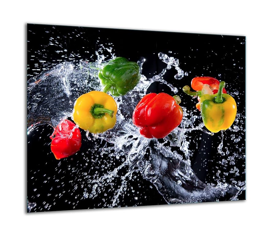 TMK ArtDeko Tabla De Cortar Decorativa De Cristal Templado Y Cubre Vitro, Placa Protectora De Vitrocerámica 100 X 52 Cm 2 Piezas, Para Inducción, Protección Contra Salpicaduras, Piedras