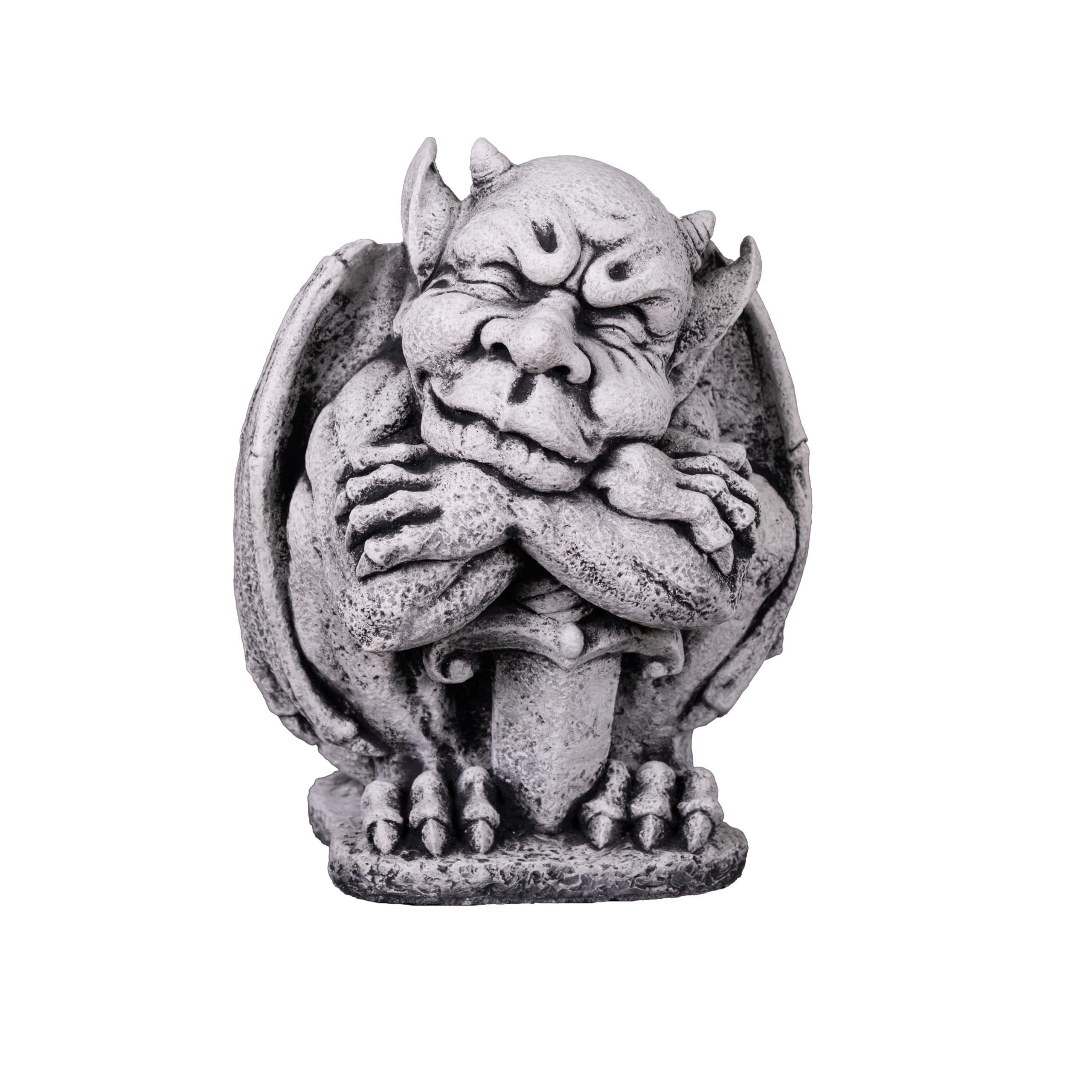 gartendekoparadies.de Garden Ornament Gargoyle with Sword, 33 cm Height, 17 kg, Grey, Stone Figure Frost Proof for Outdoor Use