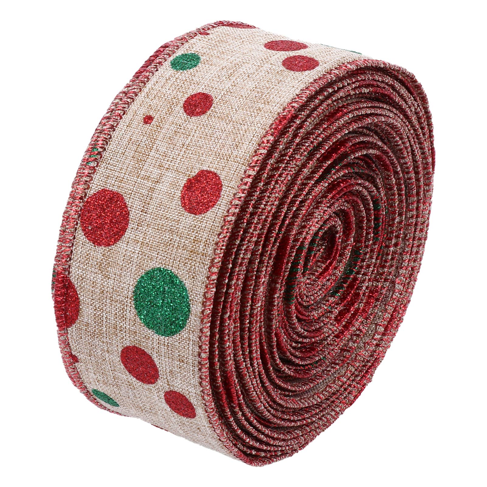 EXCEART 3piezas Cinta De Arpillera Navideña Para Decoración De y Manualidades Cinta De Puntos Rojos y Verdes Para Decoración De Wreaths y Bows