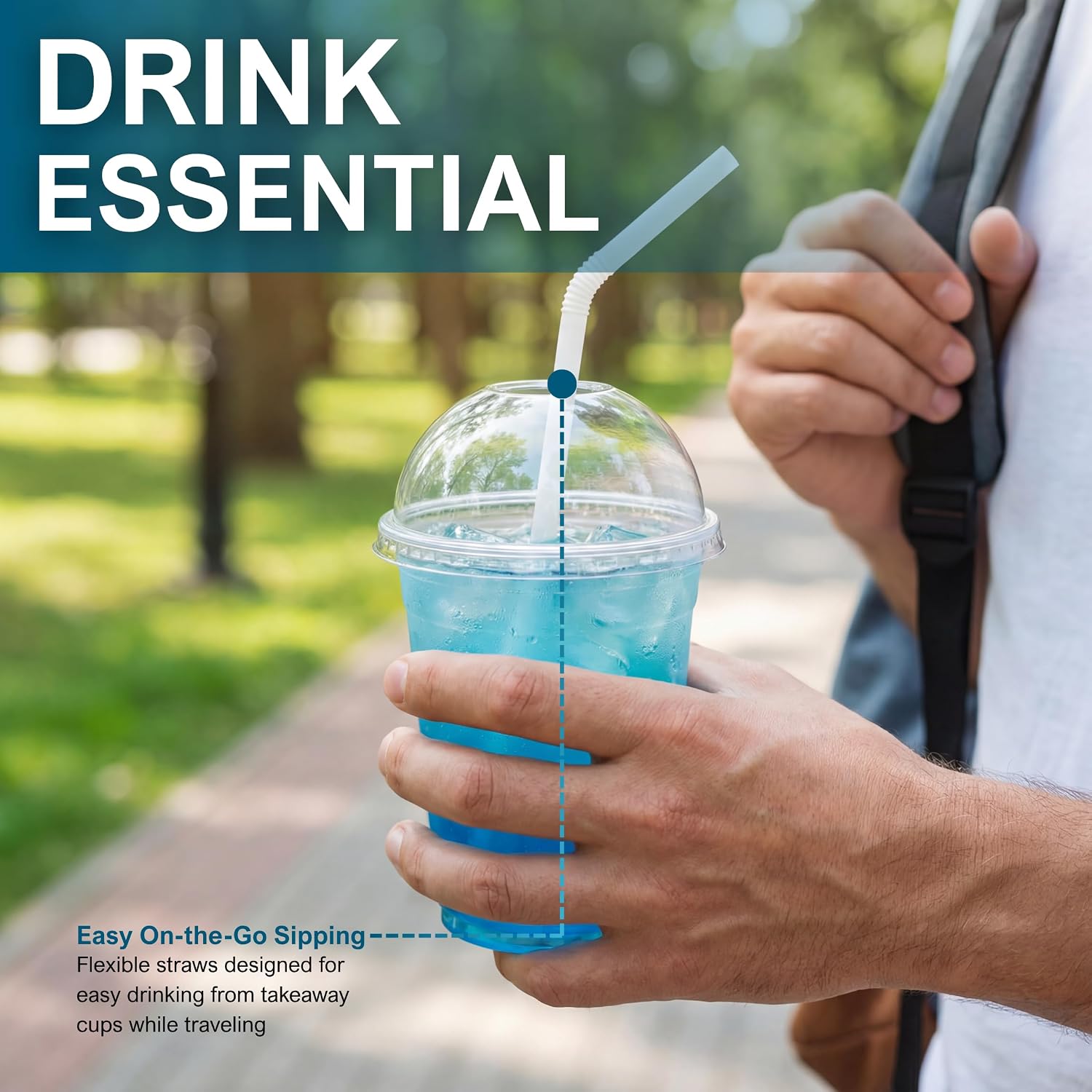 PAMI Flexible Plastic Bent Straws, Individually Wrapped [Pack of 400] - 7.75” White Drinking Straws For Coffee, Cocktails, Drinks- BPA-Free