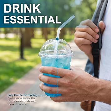 PAMI Flexible Plastic Bent Straws 7.75 in,Individually Wrapped,BPA-Free,400
