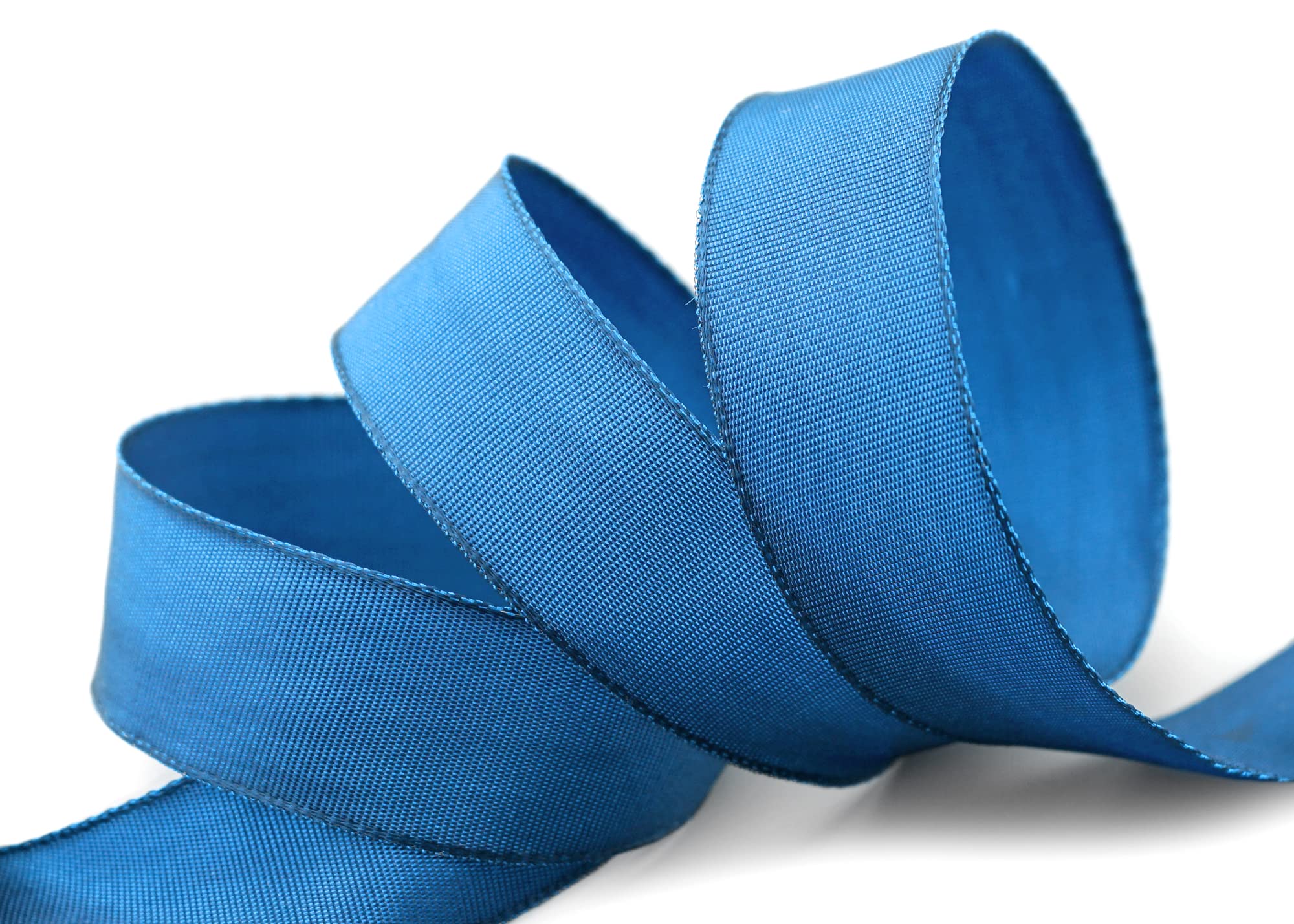 25 m x 25 mm Wired Edge Ribbon LEO Grain Blue (712) Decorative Ribbon with Wired Edges Plain Gift Ribbon Fabric Ribbon Ribbon Ribbon Visco Wire Made from Renewable Raw Materials Biodegradable - Image 3