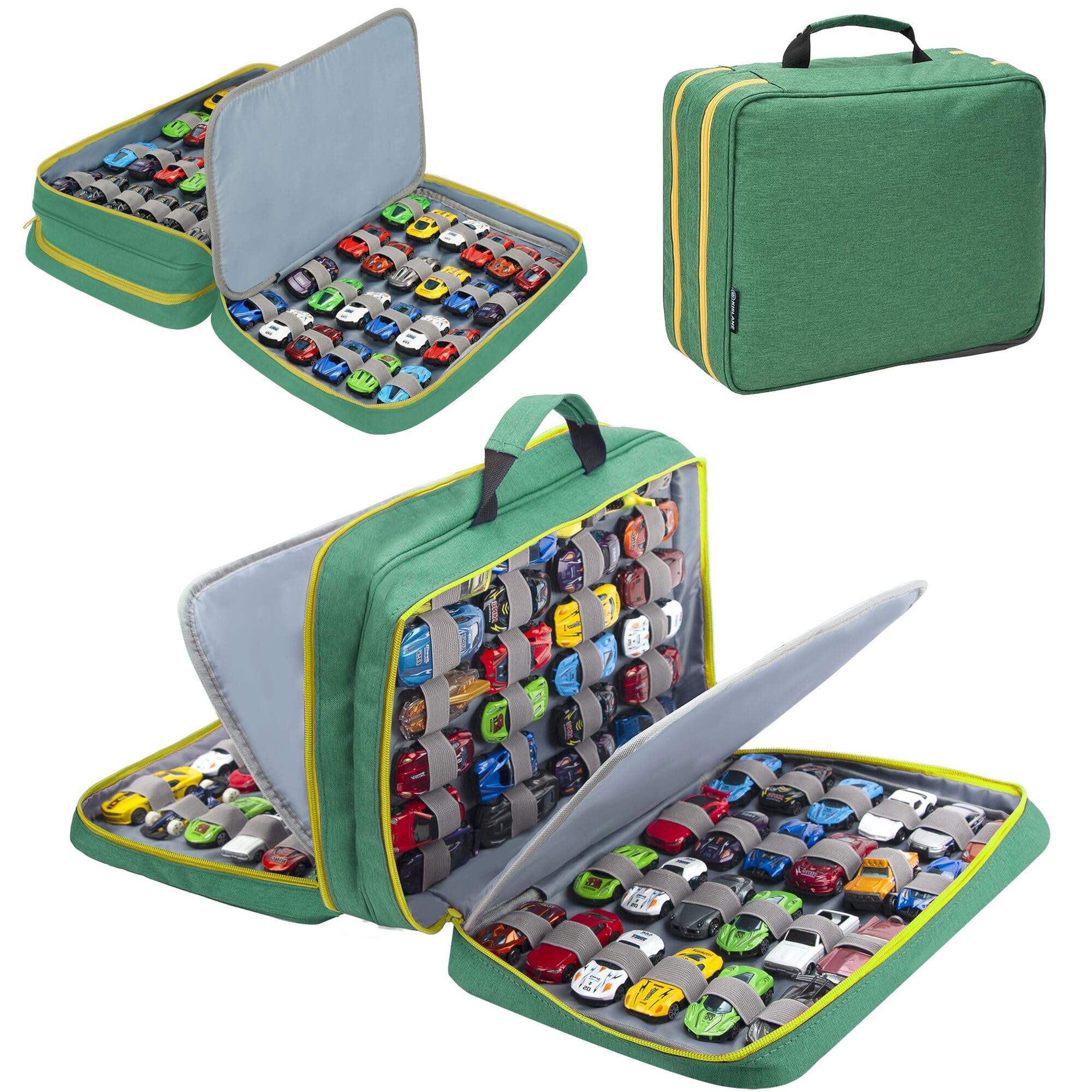 Toy Car Storage Case, Diecast Display Case 96 Slots (Green)