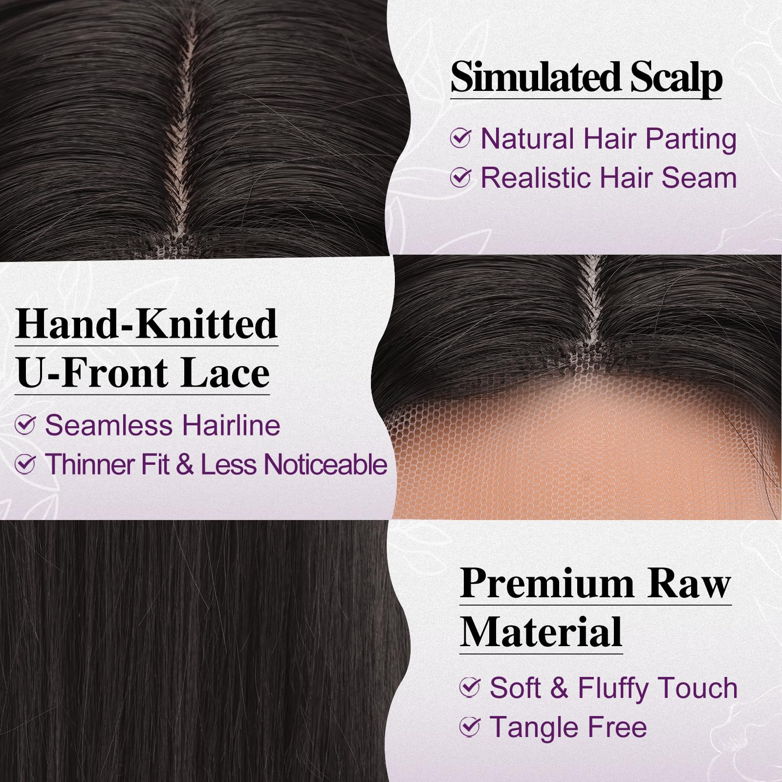 BARSDAR Lunga Lisci Marrone Scuro Parrucche, Lunga Lisci Parte Centrale Parrucca per Donna 71cm Dall'aspetto Naturale Sintetici Capelli Parrucca Partito Halloween Costumi Parrucche