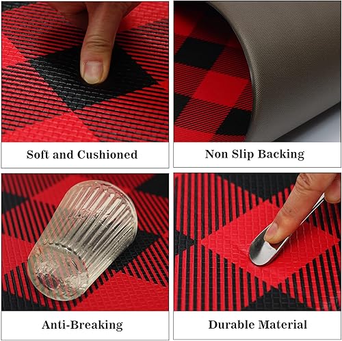 Miniatura 67 de MAYHMYO Tapetes de cocina de 1/2 pulgada, color blanco y negro, tapetes de cocina de granja, antifatiga, acolchados para piso, antideslizantes