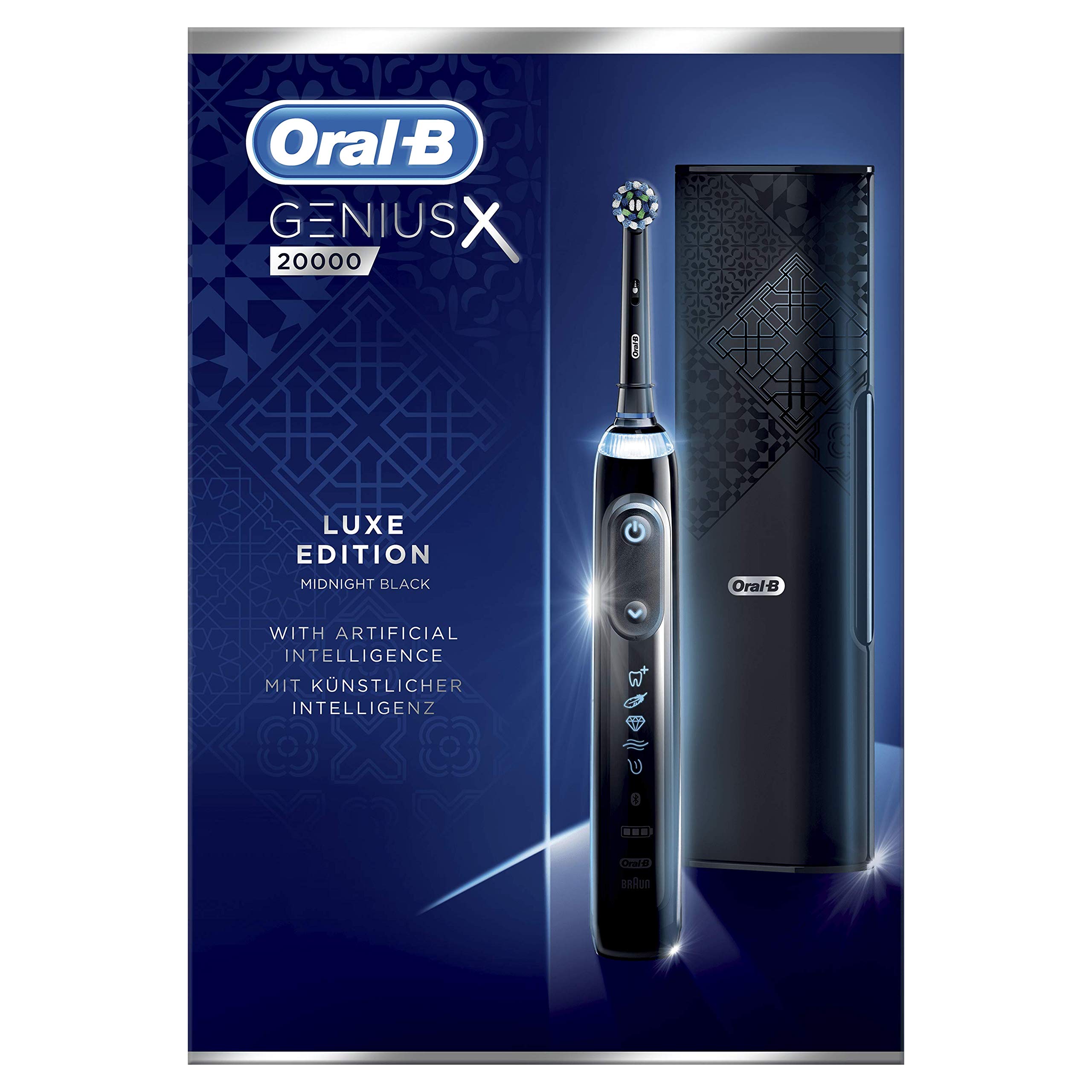 Oral-B Genius X Luxury Brosse à Dents Électrique Rechargeable avec 1 Manche Intelligence Artificielle, Anthracite, 4 Brossettes et 1 Étui de Voyage Premium Offert