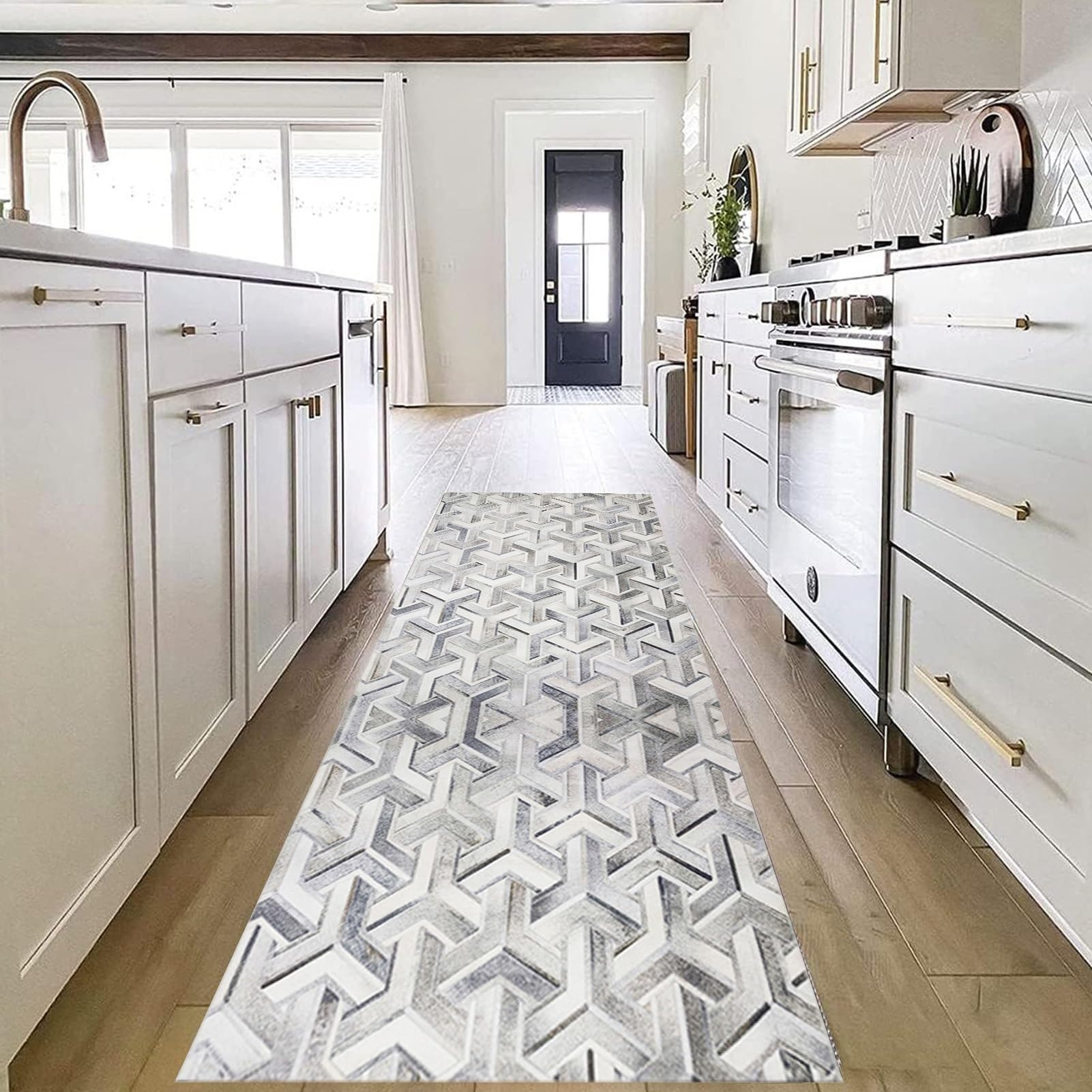 Junvstor Alfombra Larga para Cocina - Resistente - Alfombras Lavables para Pasillo - 100-600 cm - Alfombras Largas para Pasillo - Alfombras para Pasillo y Escaleras(80x400cm)
