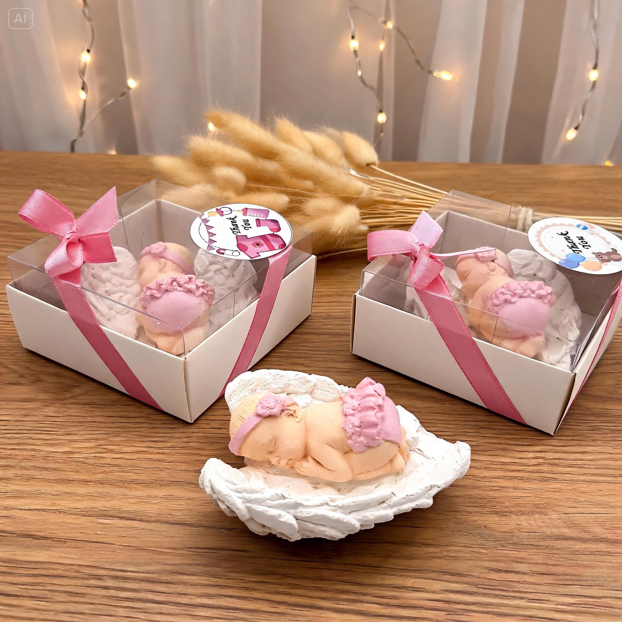 bomboniere battesimo, comunione, cresima, compleanno,Blue maschi compleanno bimba bambina bambino, blanc, rosa pietra angelo festa del neonato (10,20,30,50,100.. Opzioni disponibili nella sezione)