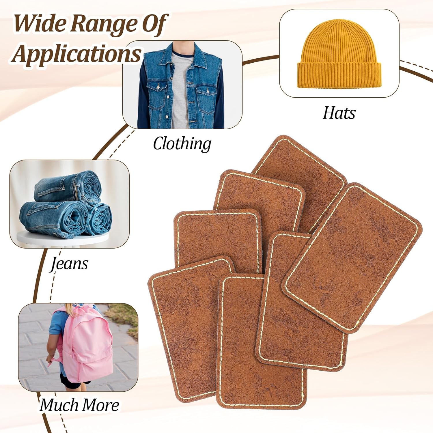 100 Pack Blank Leatherette Hat Patch with Adhesive, Rectangle Laserable Leatherette Patch, Faux Leather Patches for Hats Custom Fabric Repair Sew Laser Supplies (Chestnut, 2 x 3 Inches)