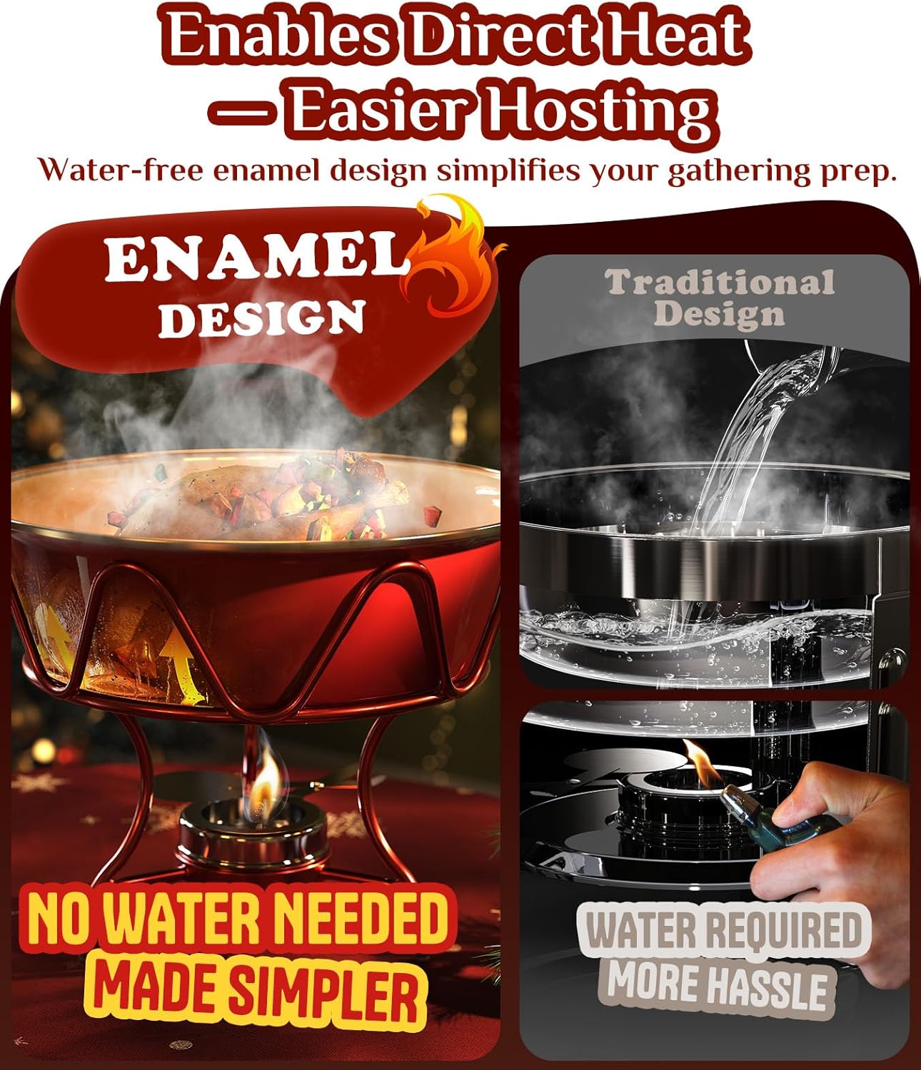 Chafing Dishes for Buffet 4 Pack, [Enameled, Redefined] Food Warmers for Parties Buffet [Water-Free Heating Design] 7QT Chafing Dish Buffet Set, Buffet Servers and Warmers for Any Party