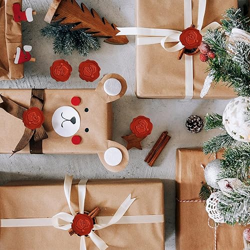 Miniatura 7 de CRASPIRE 50 calcomanías de sello de cera de Navidad, sello autoadhesivo de Papá Noel para sobres rojos, invitaciones de boda, tarjetas,