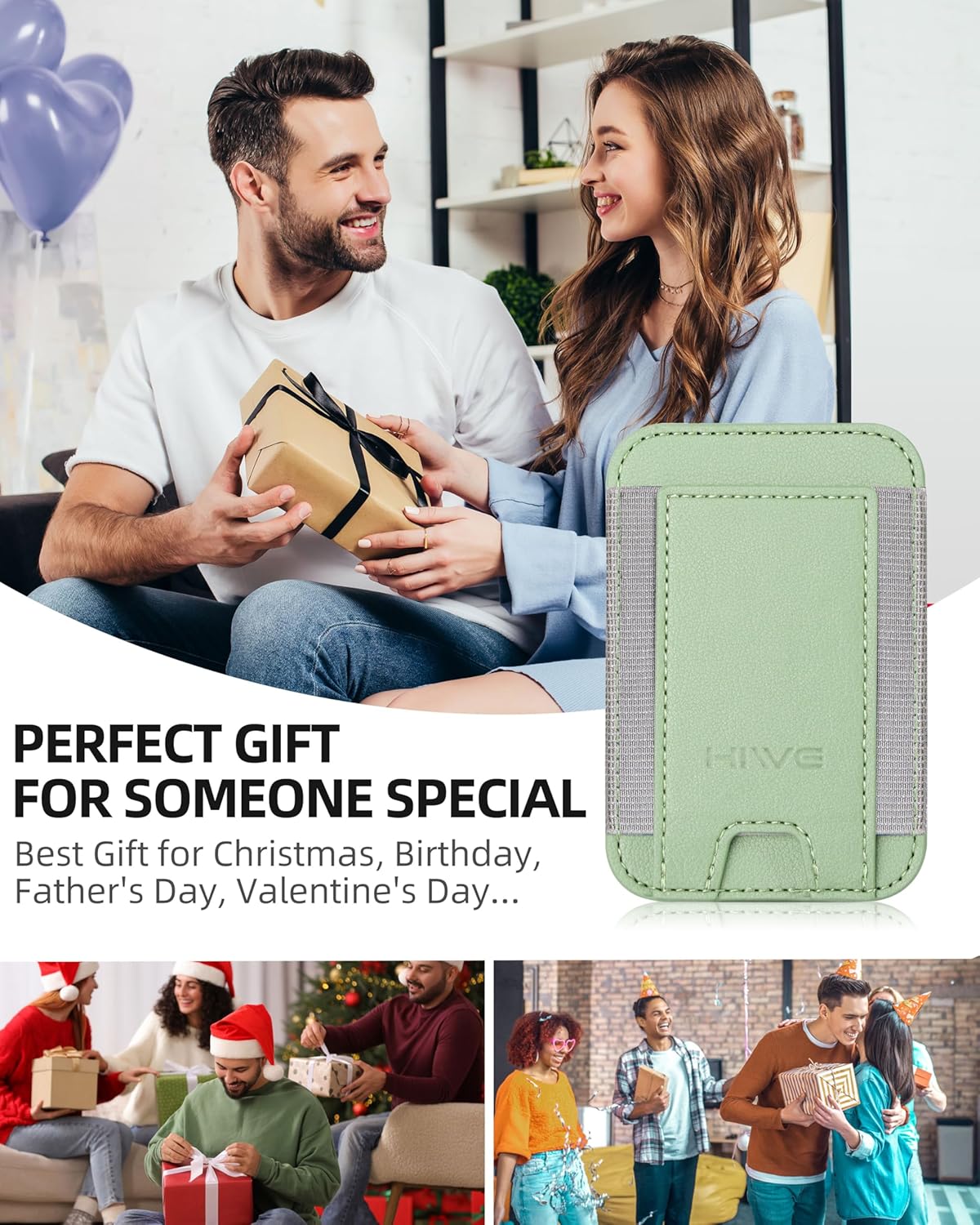 HiWe for MagSafe Wallet, Strongest Magnetic Wallet for iPhone 17/16/15/14/13/12 Series, 7 Cards Holder, Leather Minimalist Slim RFID, 1 Slot, Matcha Green - Image 9