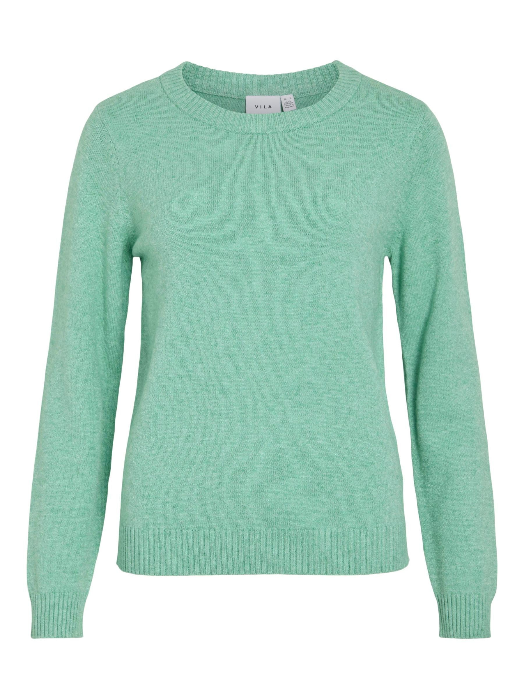 Vila Women's Winter Green Viril O-Neck L/S Knit Top - Noos, S