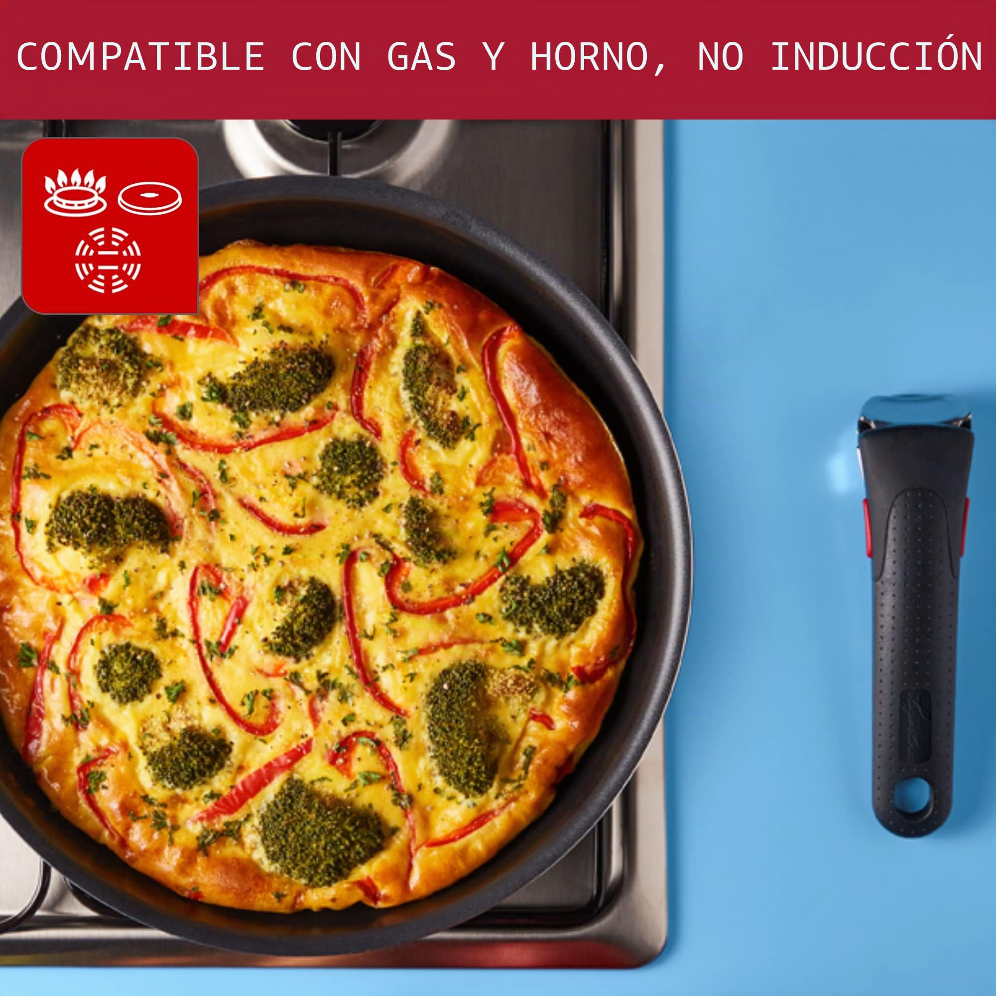 Lagostina Ingenio Essential Plus - Juego de ollas y sartenes antiadherentes de aluminio para gas y horno, 3 piezas, sartenes de 24 y 28 cm de diámetro y mango extraíble