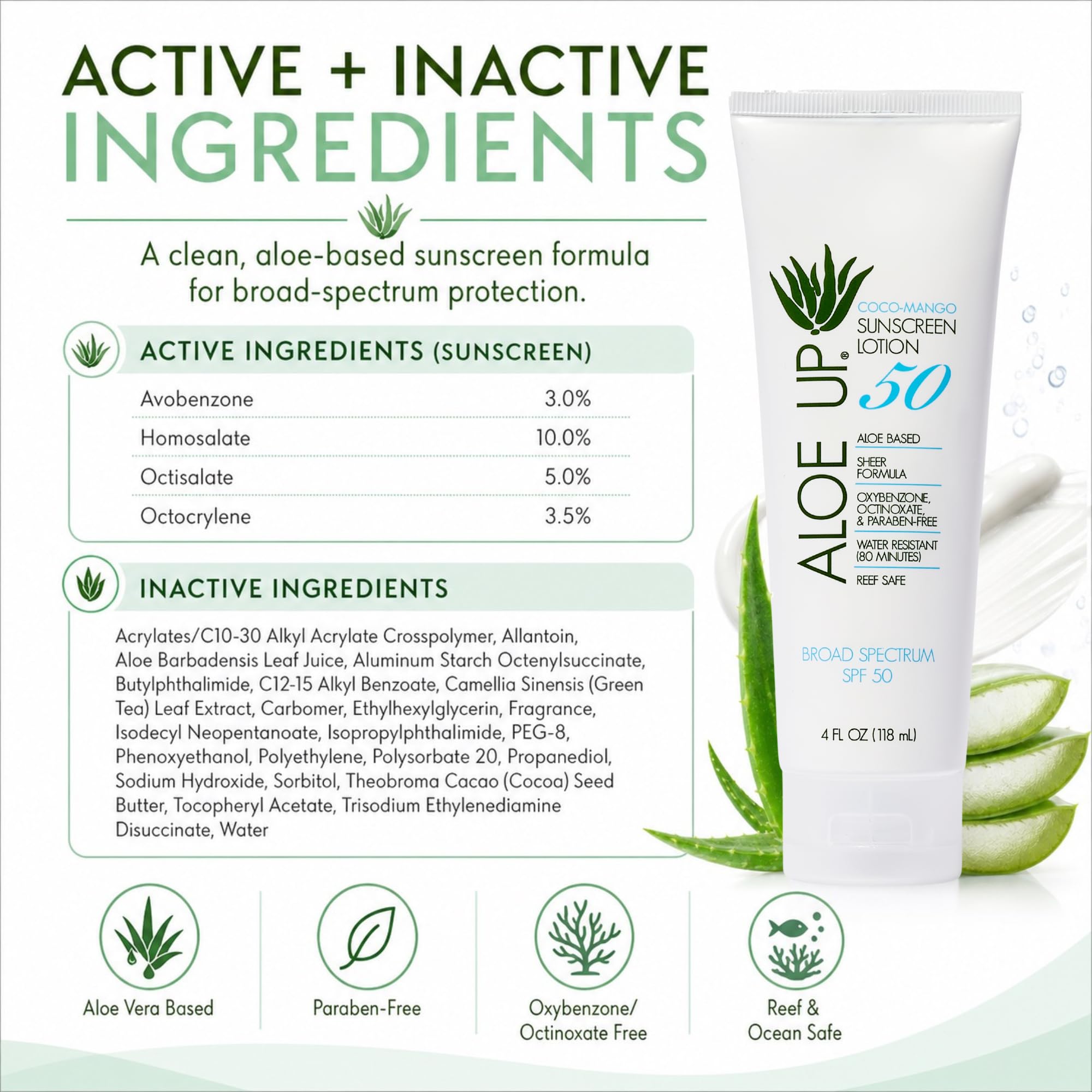 Aloe Up Sun & Skin Care Products Unisexe Blanc Collection SPF 50 Lotion