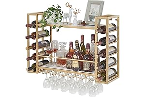 Wall Mounted Wine Rack with Glass Holder