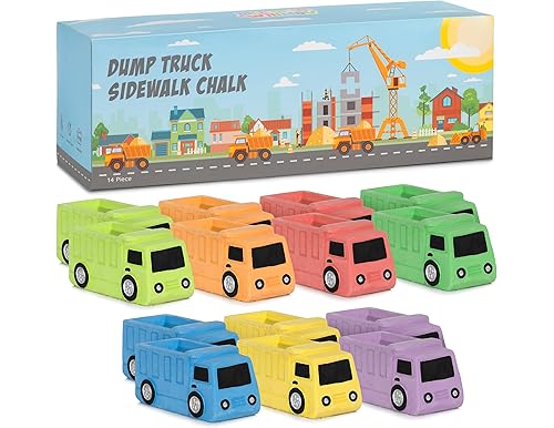 Best Truck Chalk for Sidewalk Drawing, Construction Birthday Party Favors