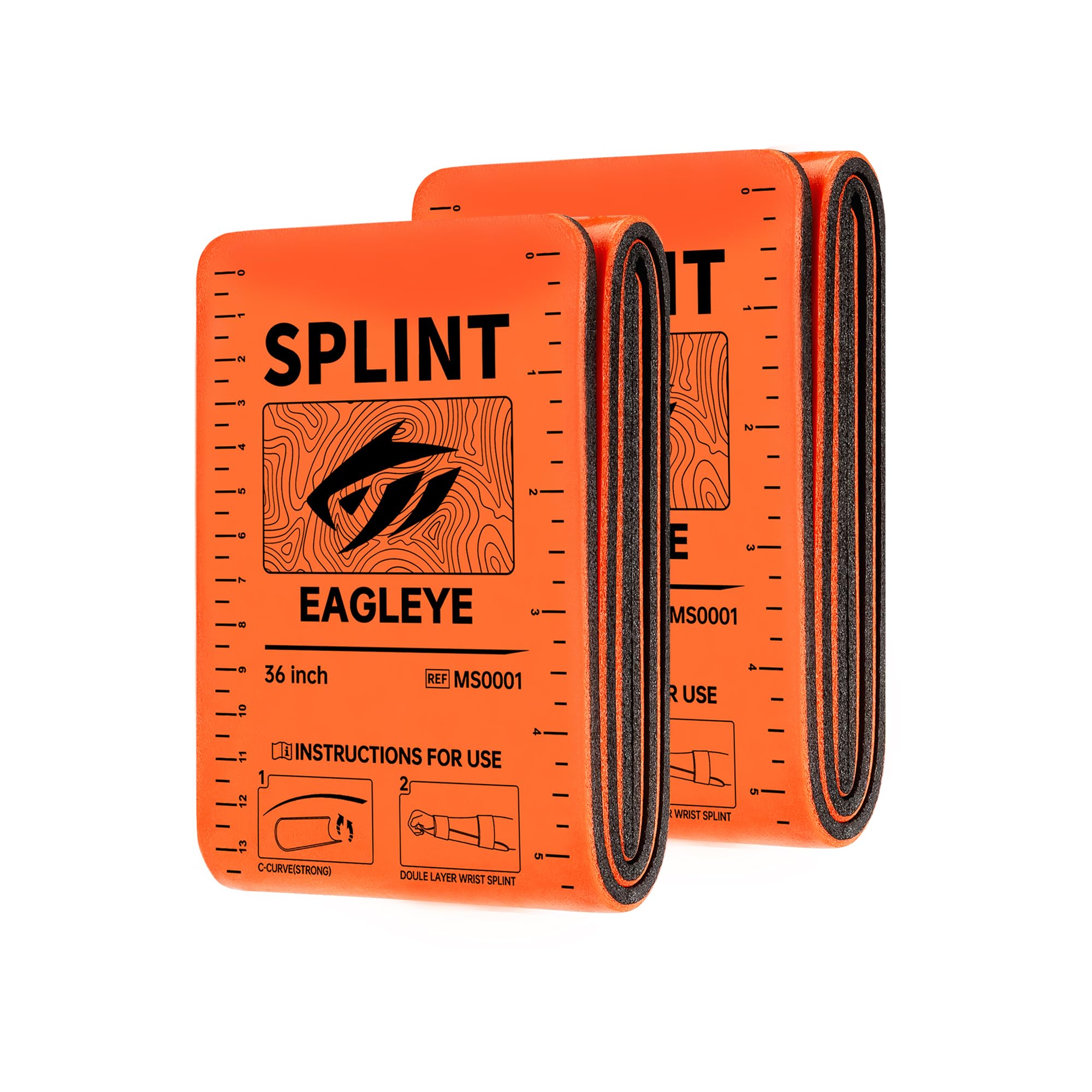 EAGLEYE -36" Lightweight Reusable Tactical Splint, Waterproof, Portable, and Suitable for Fracture Treatment in First Aid and Medical Scenarios (2-Piece Set)