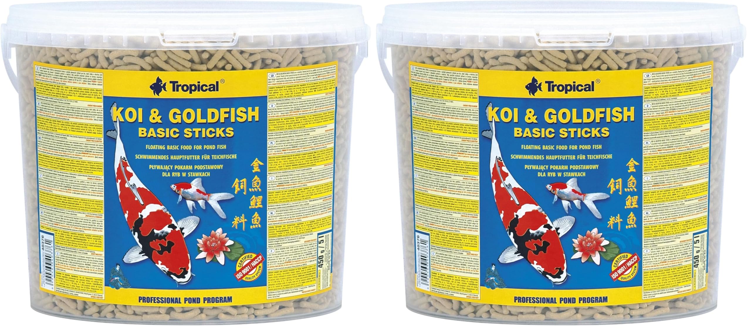 KOI&GOLDFISH BASIC STICKS 5L / 430g - alimento completo e galleggiante per koi, pesci rossi e altre carpe ornamentali allevate in laghetti (Confezione da 2)
