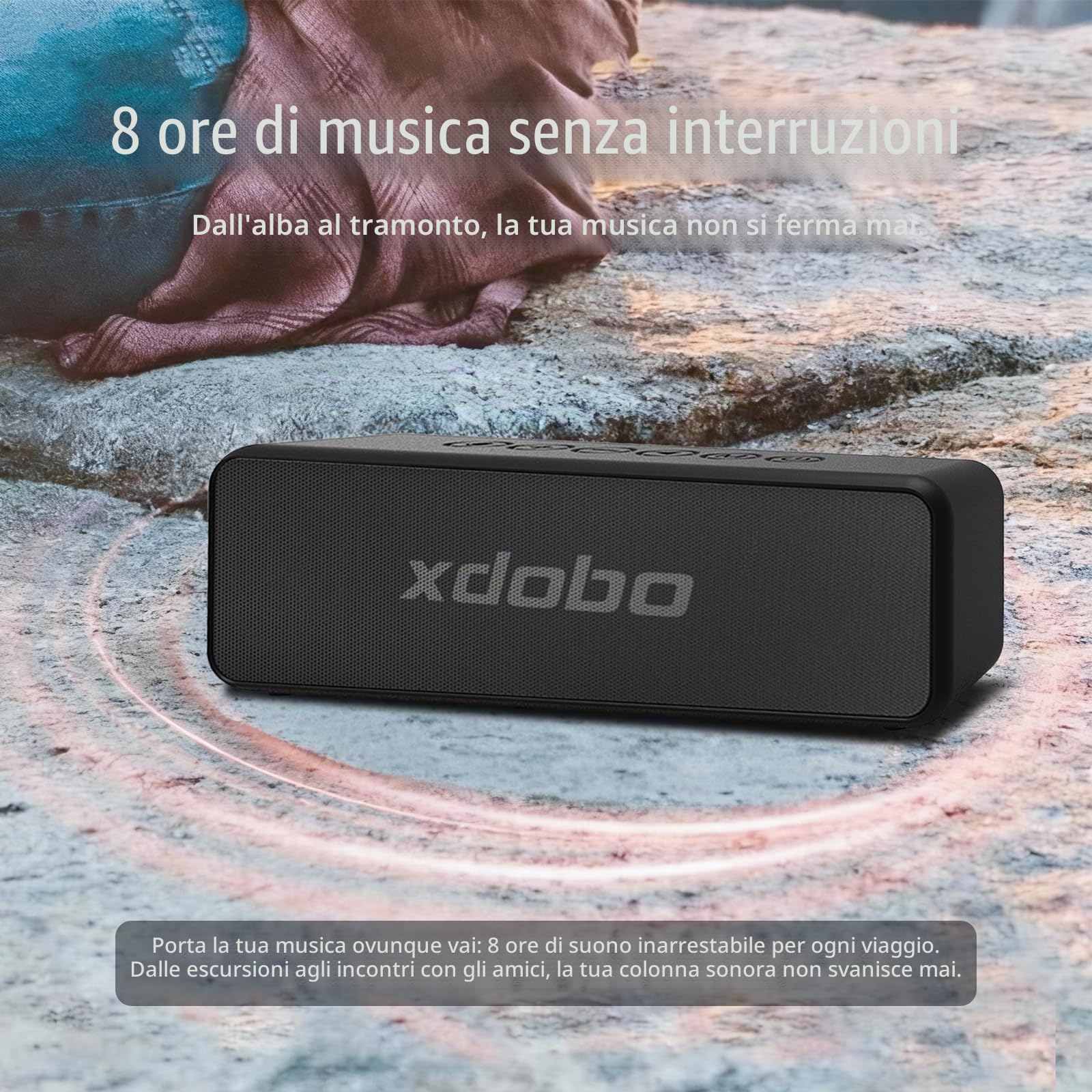 xdobo Altoparlante Bluetooth X5, altoparlante portatile wireless da 30 W, impermeabile IPX6, accoppiamento TWS, tempo di riproduzione 8H, ricarica di tipo C - Nero