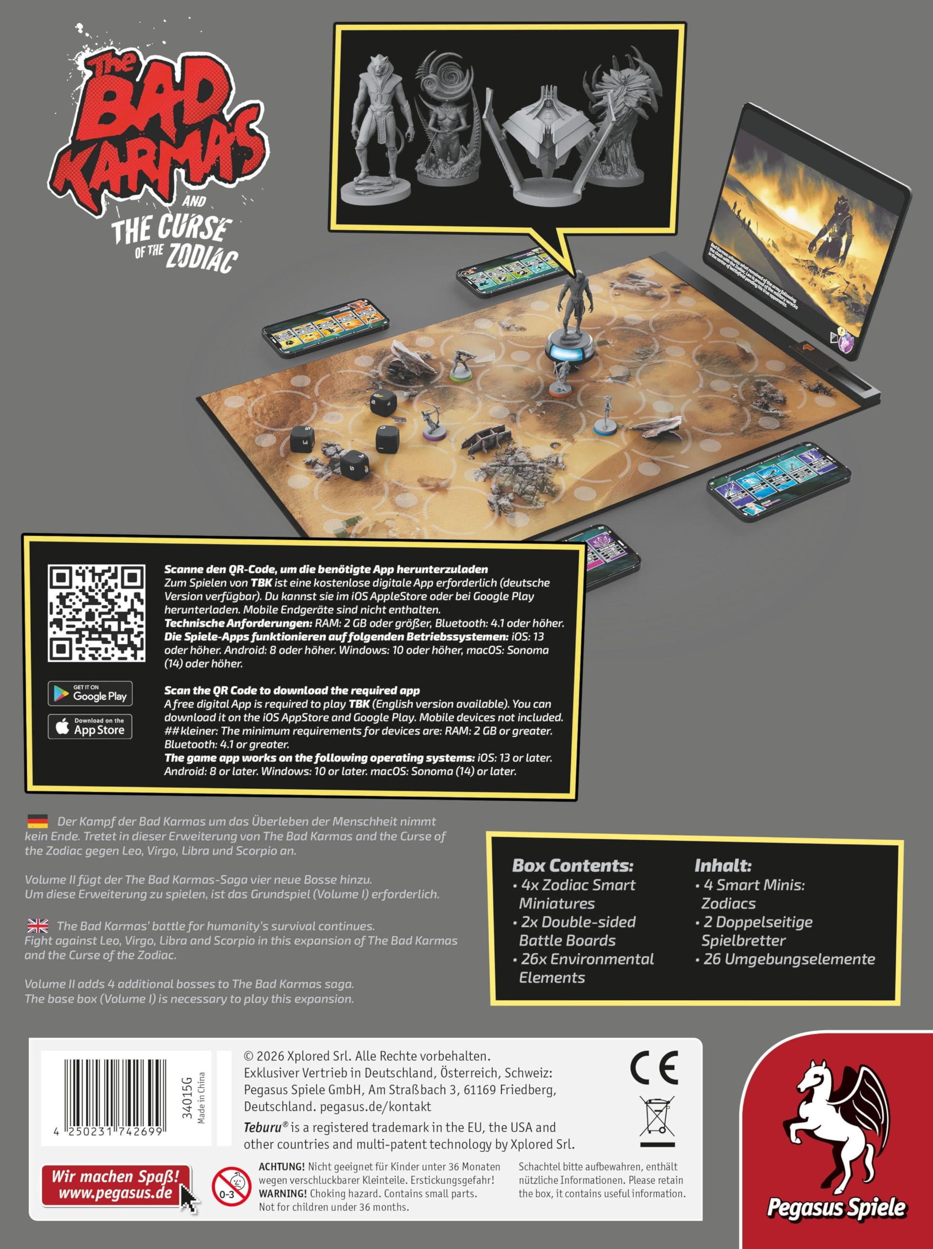 Teburu: The Bad Karmas and the Curse of the Zodiac Volume 2 Brettspiel-Erweiterung, ab 18 Jahren, Pegasus Spiele, 15,5 x 23,5 cm