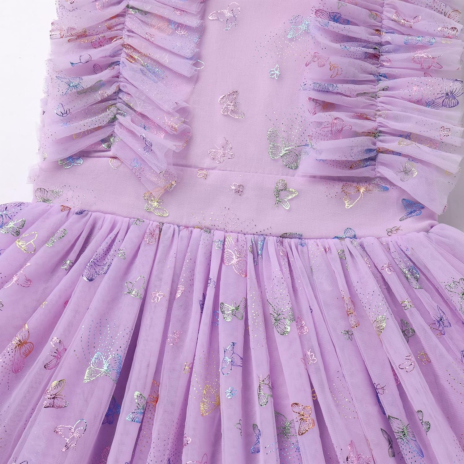 Girls Birthday Party Dress Ruffle Sleeve Sequin Dots Floral Tulle Princess Wedding Pageant Formal Bance Gown