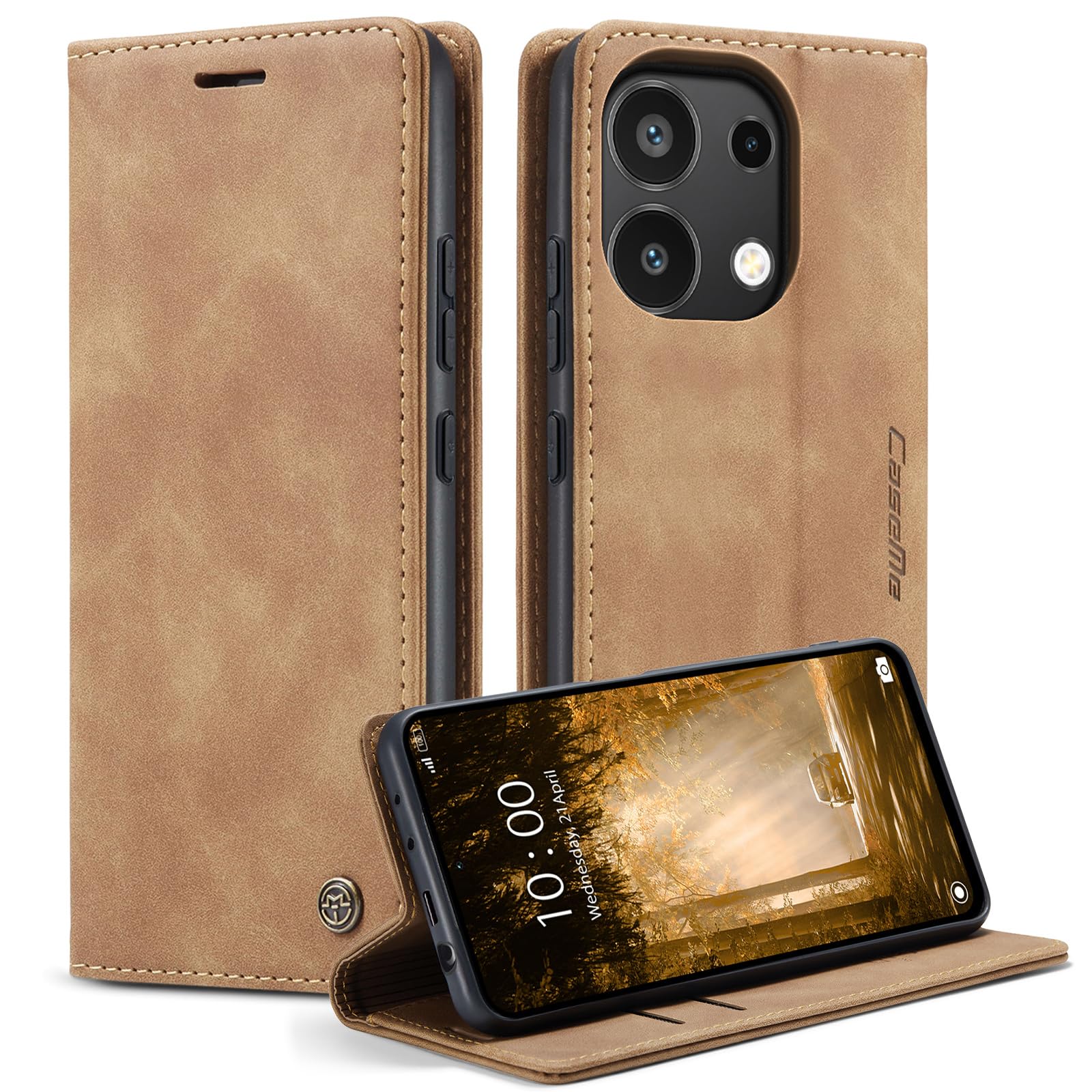 Monweicz Cover Compatibile con Xiaomi Redmi Note 13 4G, Custodia Portafoglio con Slot per Scheda, Protezione Completa Premium in Pelle PU, Flip Libro Magnetica Xiaomi Redmi Note 13 4G, Marrone