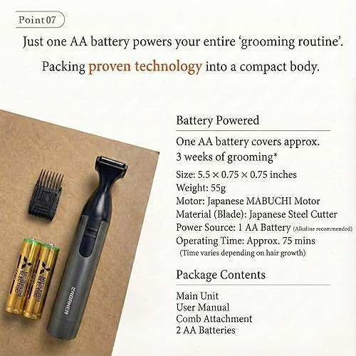 Miniatura 9 de URBANER Recortadora de bigote hoja de 0.8 pulgadas de ancho, impermeable y ajustable, ajustes de precisión de 0.08 a 0.55 pulgadas, cortadora de