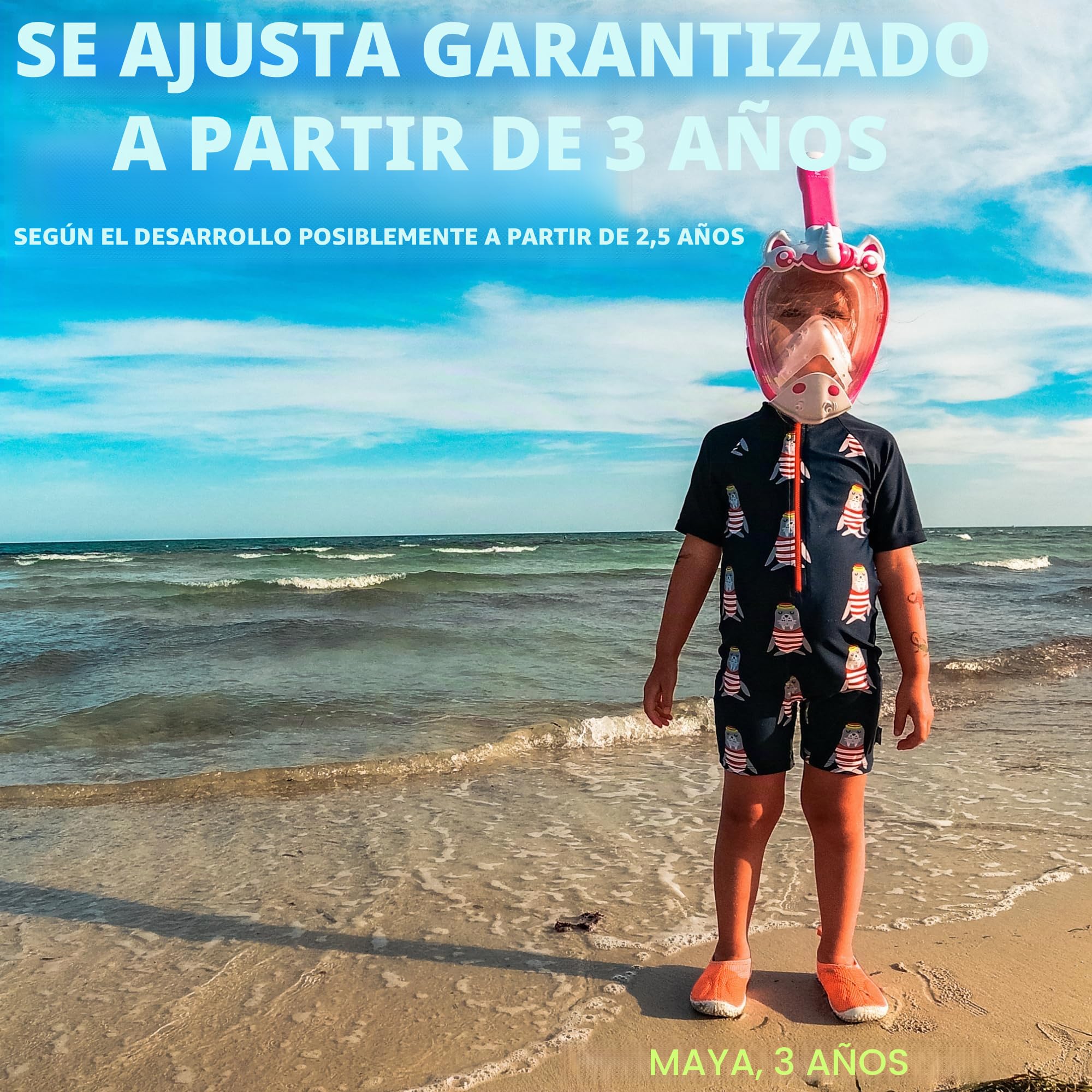Khroom - Máscara de Snorkel de CO2 para niños a Partir de 3 años | Probado * por TÜV Rheinland | Máscara Integral para Snorkel – Unicornio Seaview | Máscara de Buceo Integral