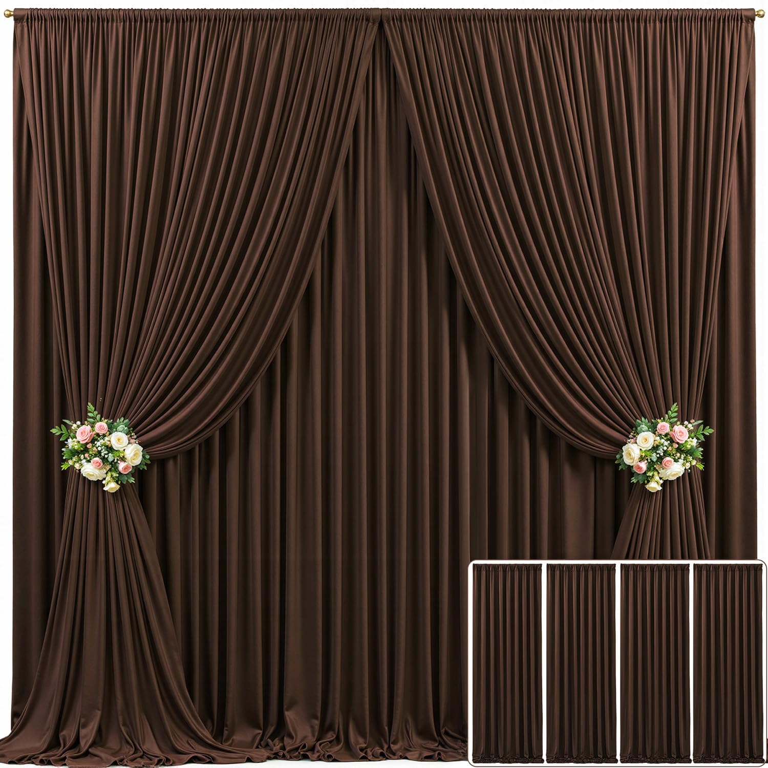 10x10 Champagne Backdrop Curtain for Parties Wedding Baby Shower Wrinkle Free Photo Curtains Backdrop Drapes Fabric Decoration for Bridal Shower 5ft x 10ft,2 Panels — view 98