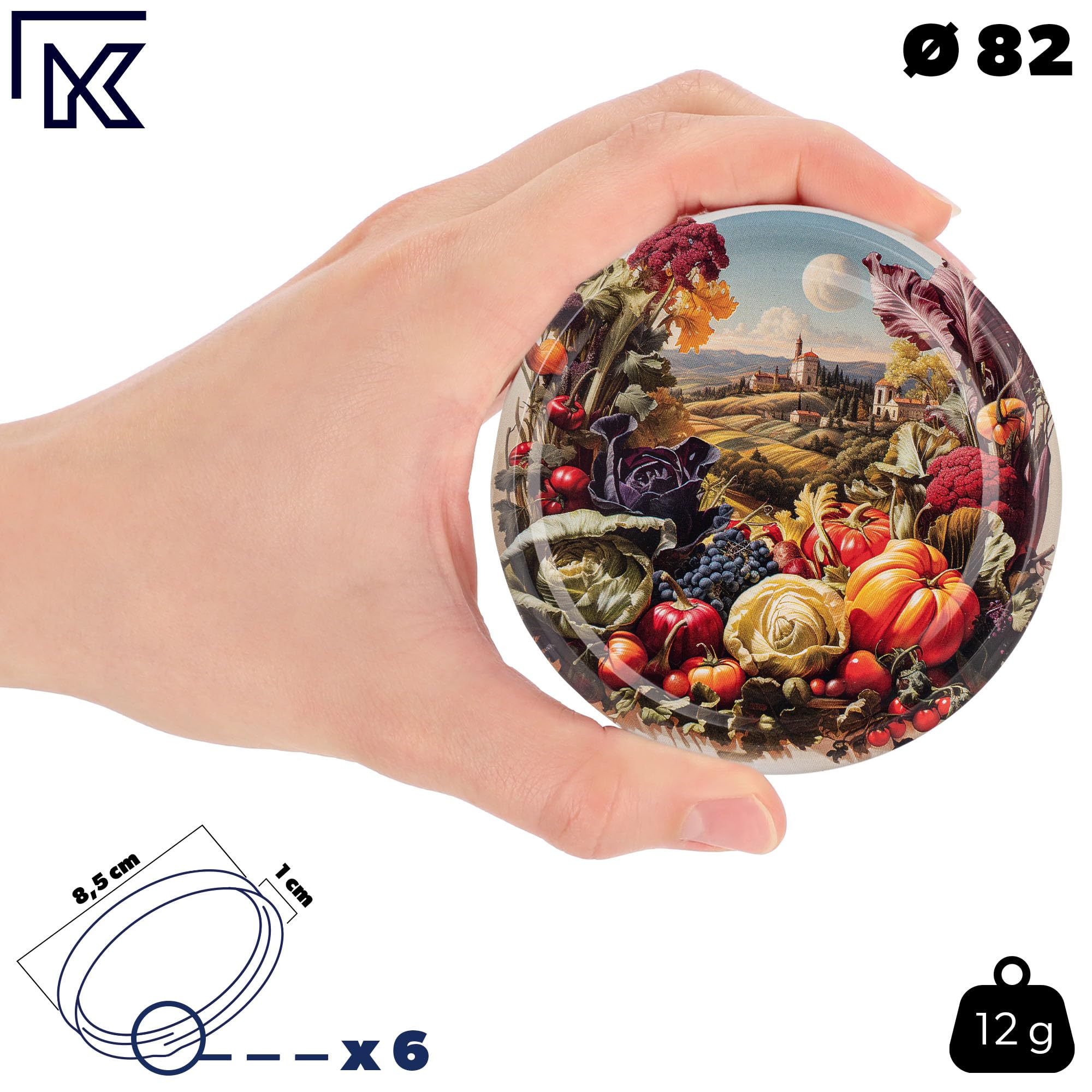 KADAX Lot de 24 grands bocaux en verre 760ml Ø82 Rustique – Couvercle Twist-Off hermétique TO82 – Pour conserves, cornichons, légumes fermentés & confitures maison