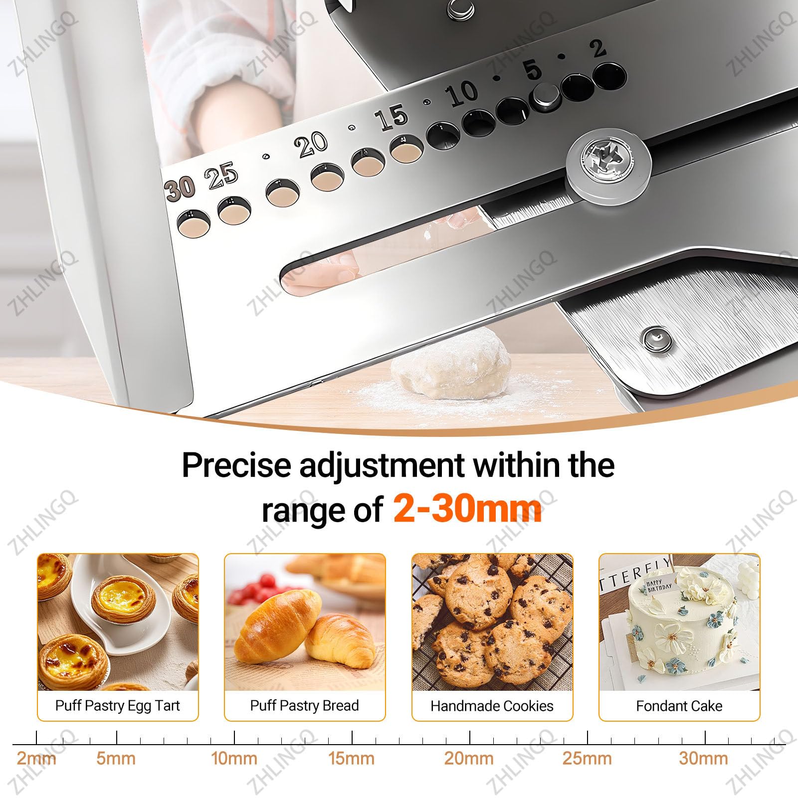 Laminadora De Masa Eléctrica Profesional para Repostería Casera, Laminadora De Hojaldre con Grosor Ajustable De 2 a 30 Mm, Rodillo De Masa Manual con Tabla De Laminado De 1000 X 450 Mm