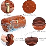 Toiletry Bag Men Leather Toiletry Bag for Men Mens Toiletry Bag for Shaving Kit Mens Toiletry Travel Bag Organizer Trousse De Toilette Voyage Homme Travel Dopp Kit (Toiletry Bag Men(Brown))